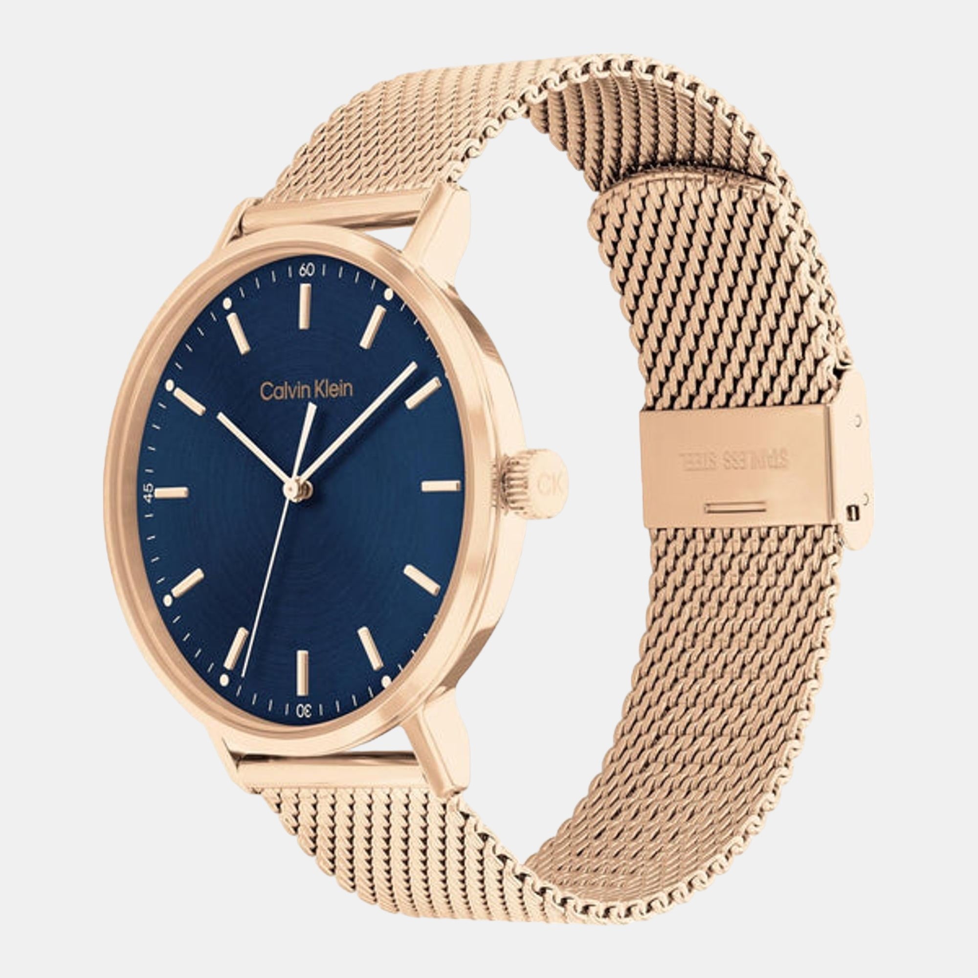 Modern Men Quartz Blue Dial Analog Stainless Steel Watch 25200314