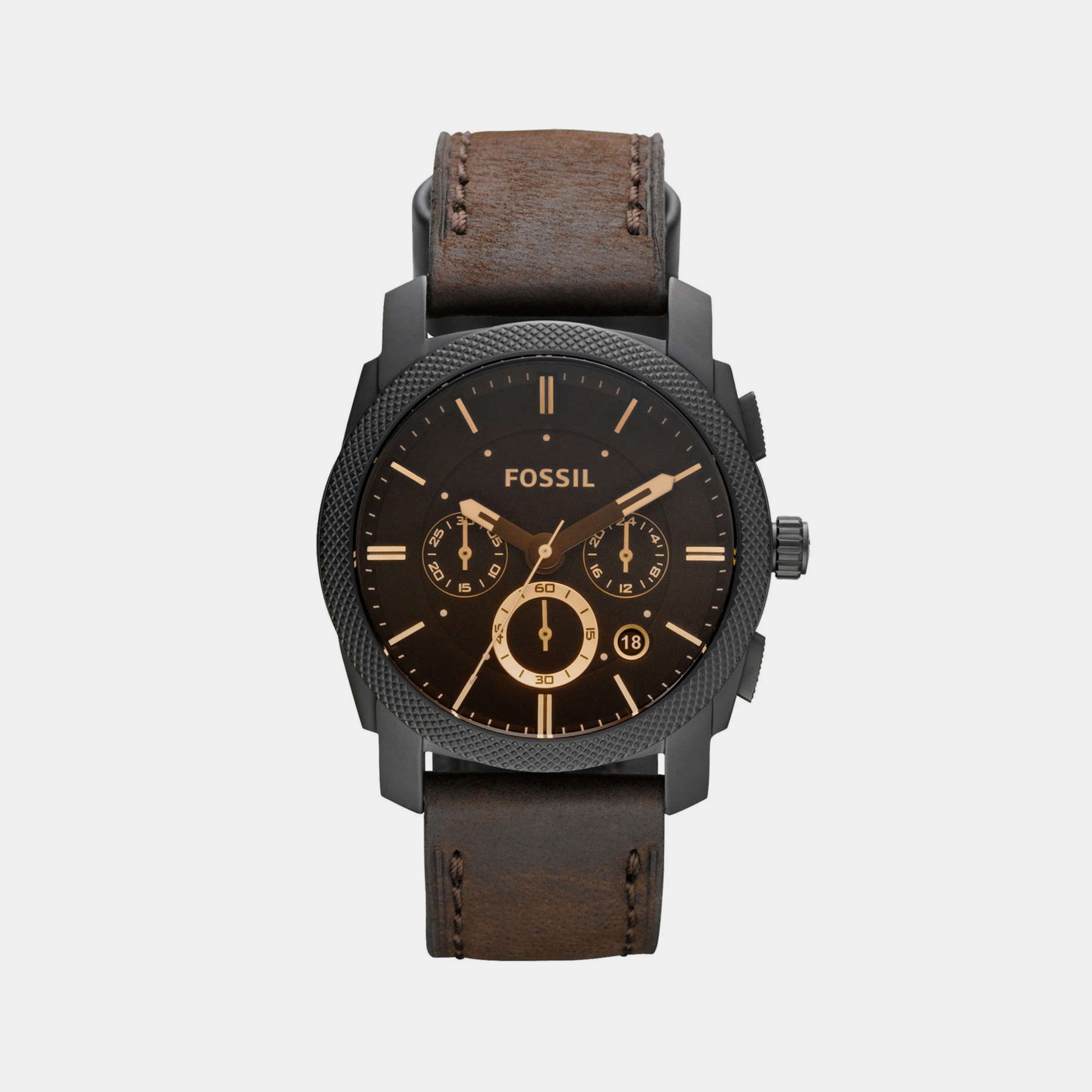Fossil Men Quartz Brown Dial Chronograph Leather Watch FS4656IE