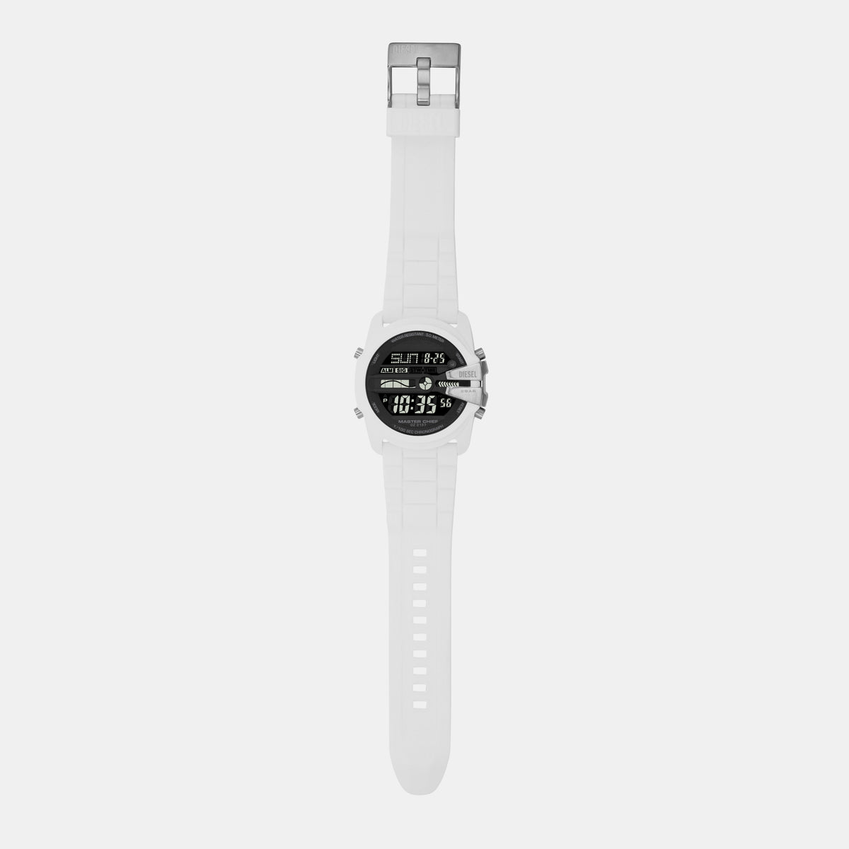 Mega Chief Men Quartz White Dial Digital Silicone Watch DZ2157