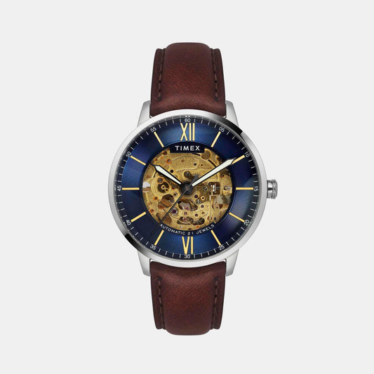 E Class Male Blue Analog Leather Automatic Watch TWEG23501