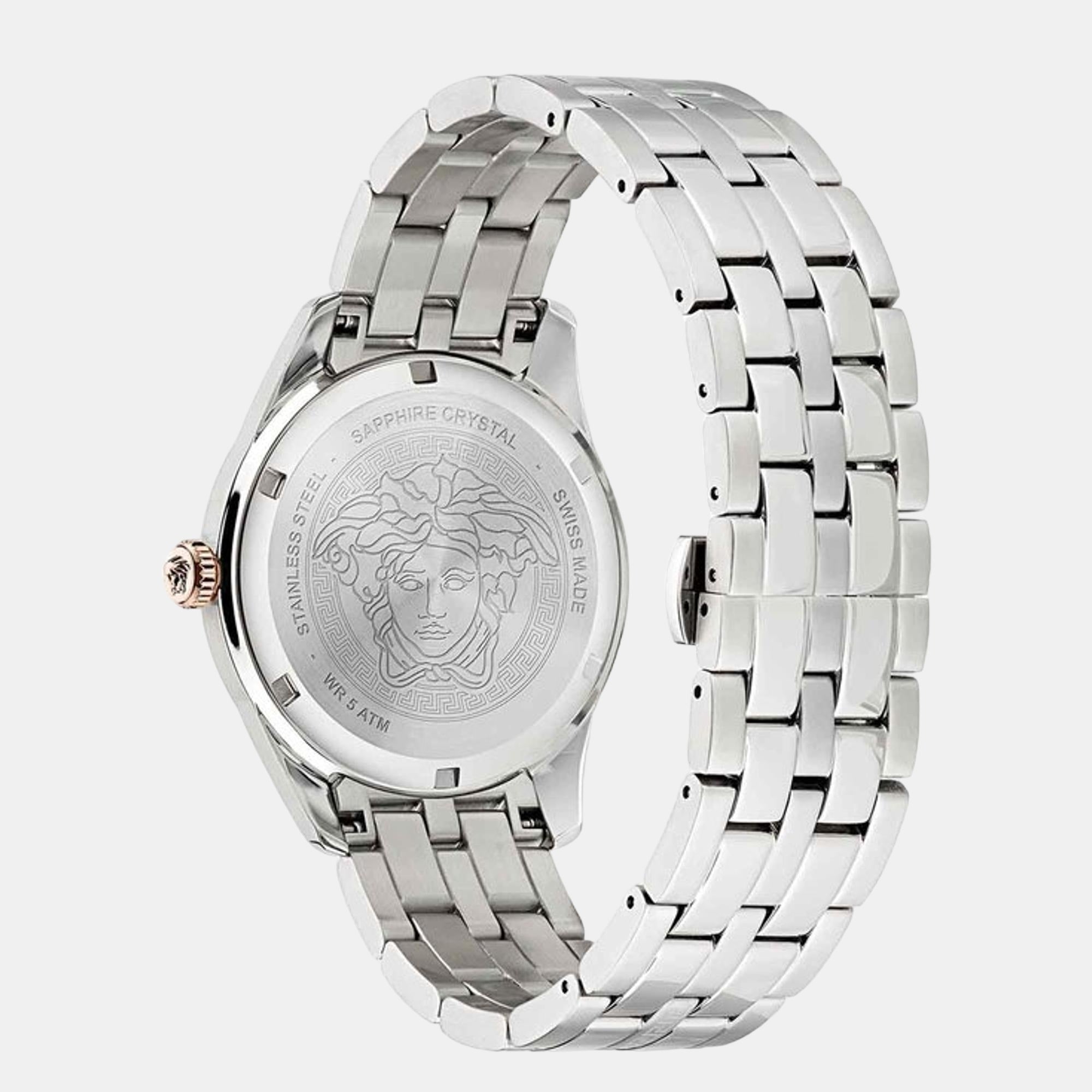 Men Quartz Black Dial Analog Stainless Steel Watch VE3K00322