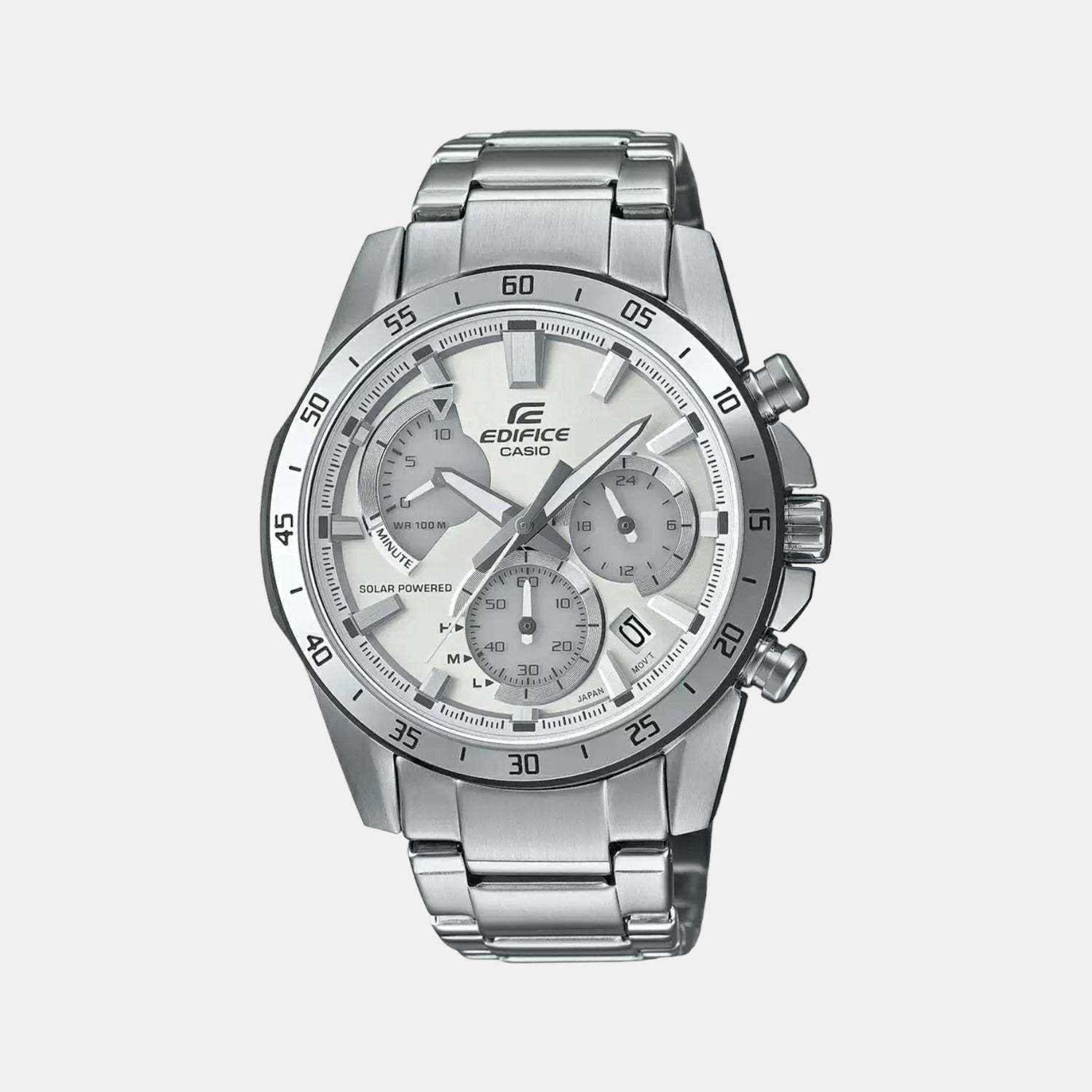 Casio Round Silver Chronograph watch
