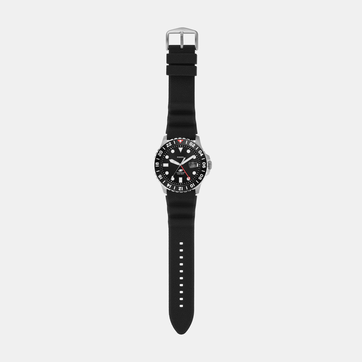 Blue GMT Men Quartz Black Dial Analog Silicone Watch FS6036
