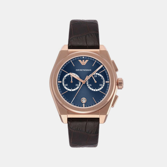 Male Blue Chronograph Leather Watch AR11563
