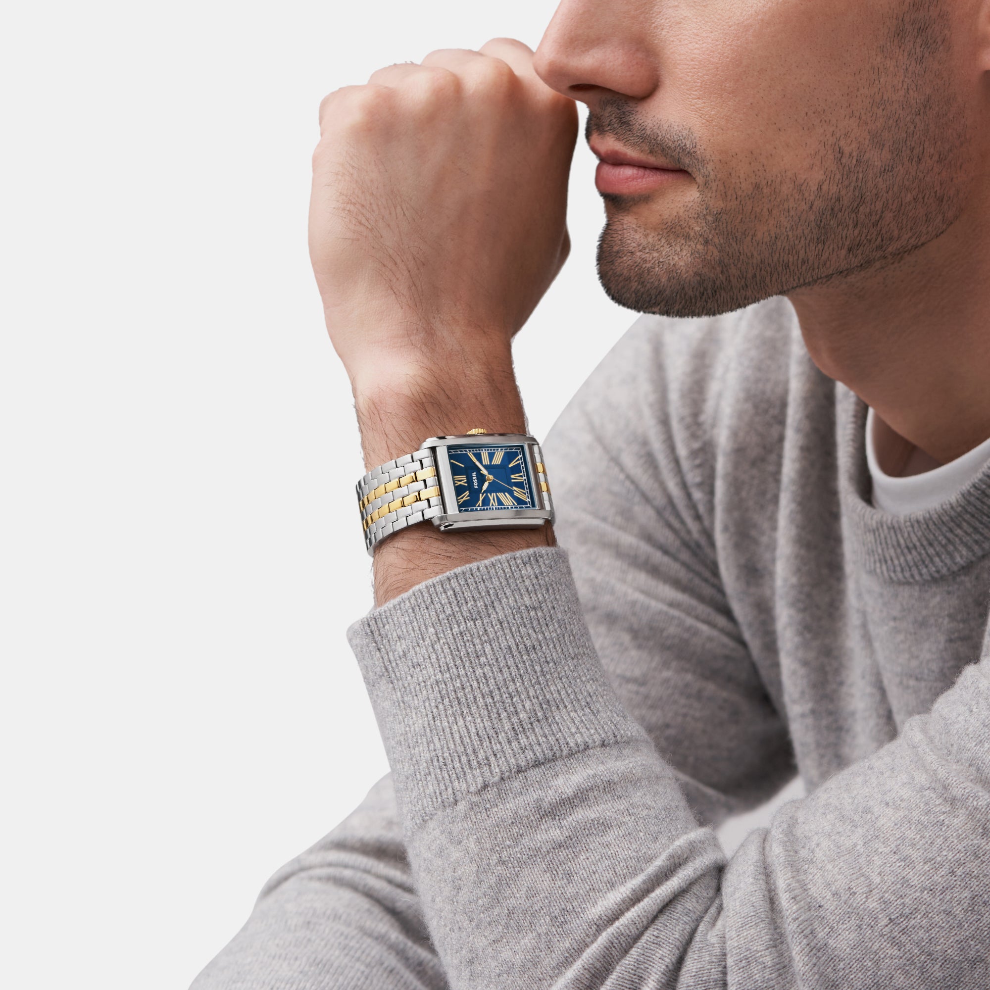 Fossil Rectangular Quartz Analog Men watch