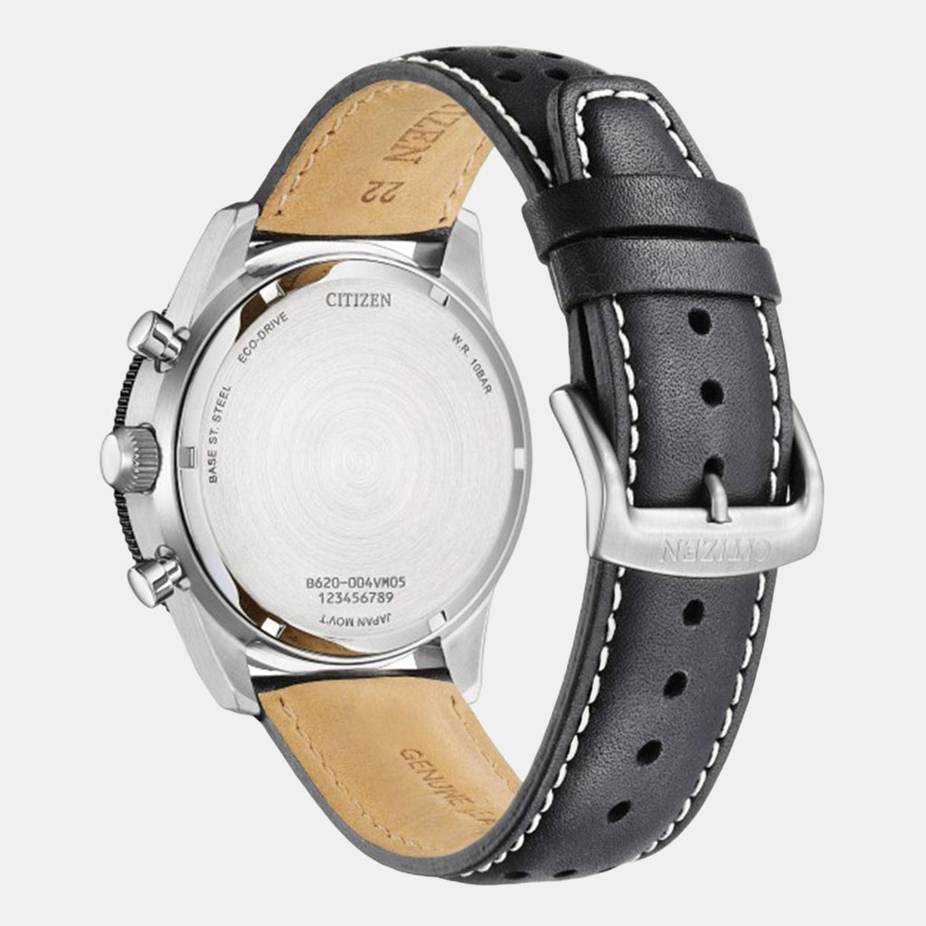 Eco-Drive Men Eco-Drive Cream Dial Chronograph Leather Watch CA4559-13A