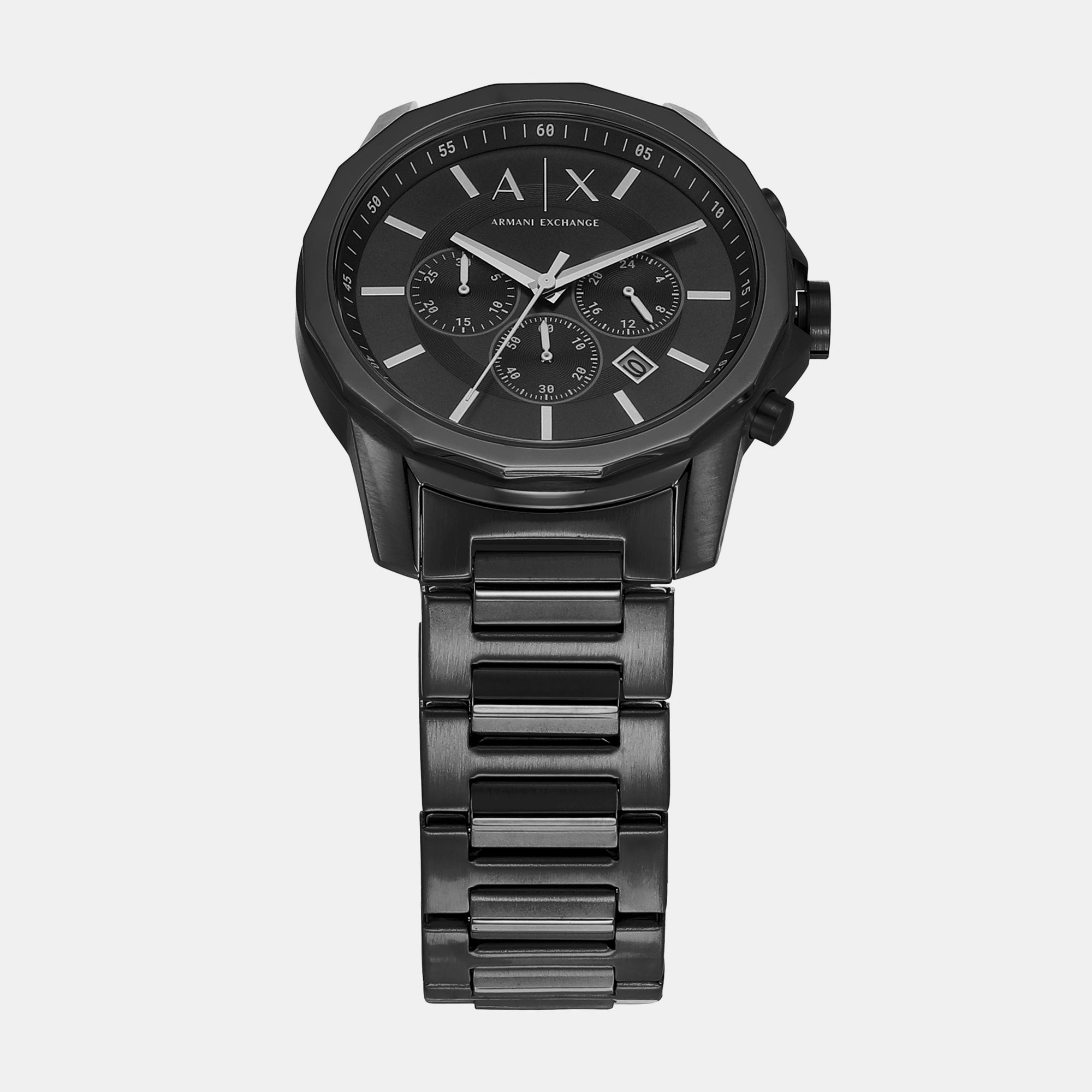 Male Black Chronograph Stainless Steel Watch AX7153SET – Just In Time