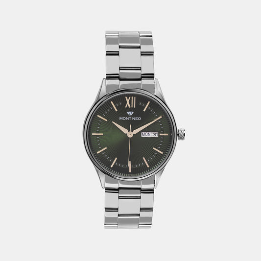 Stylish Green Analog Male Stainless Steel Watch 8007T-M1114