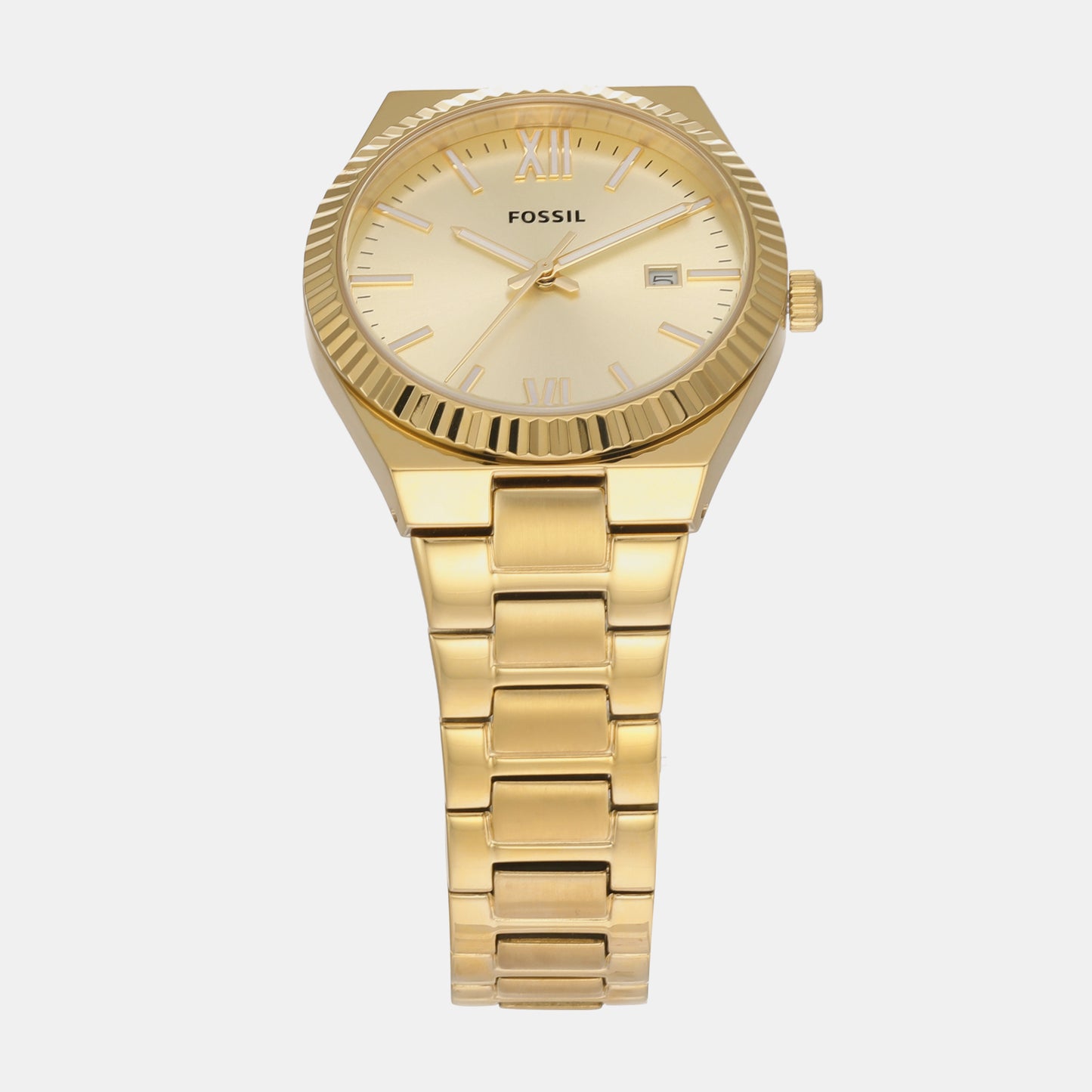 Women Scarlette Three-Hand Date Gold-Tone Stainless Steel Watch ES5299