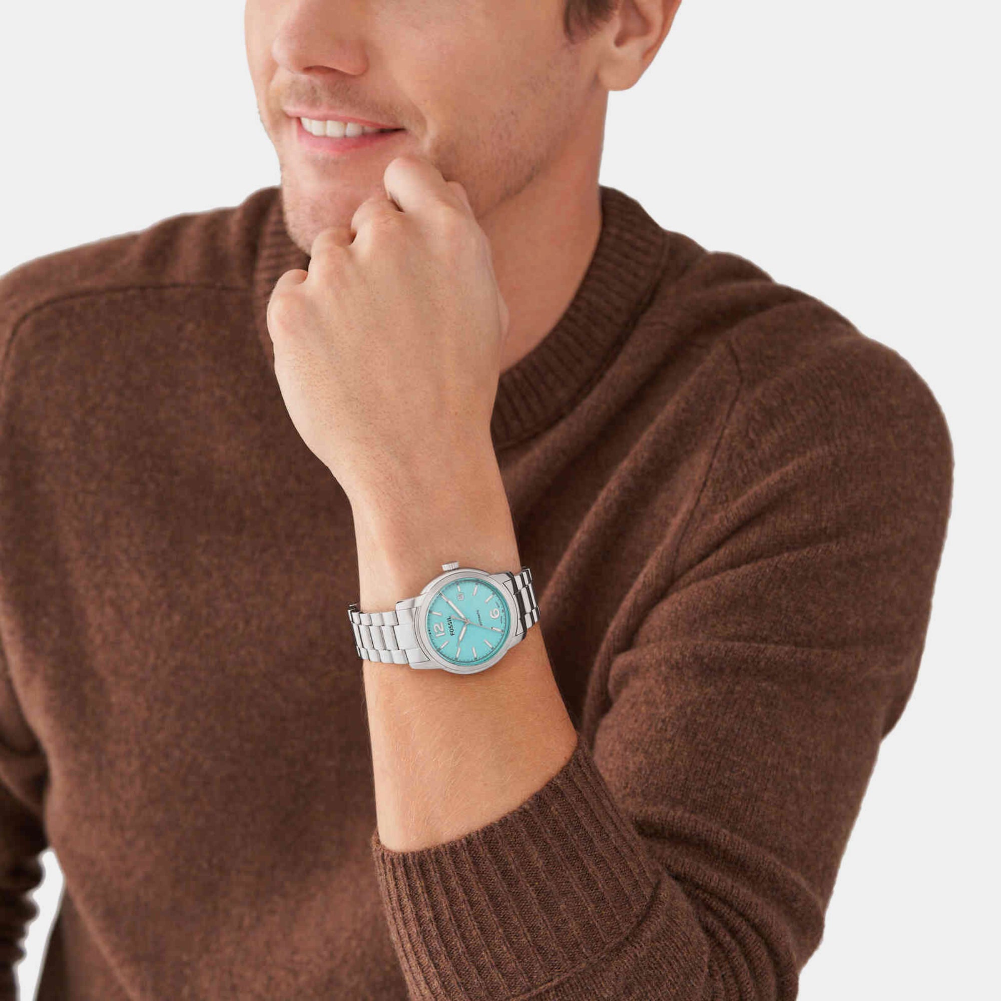 Fossil Men Round Turquoise watch