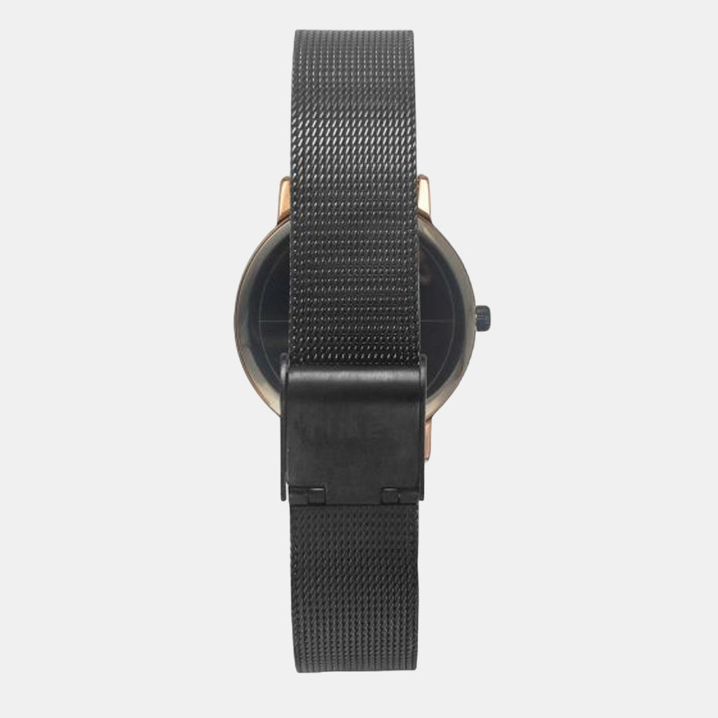 Fashion Women Quartz Black Dial Analog Stainless Steel Watch TWEL15608