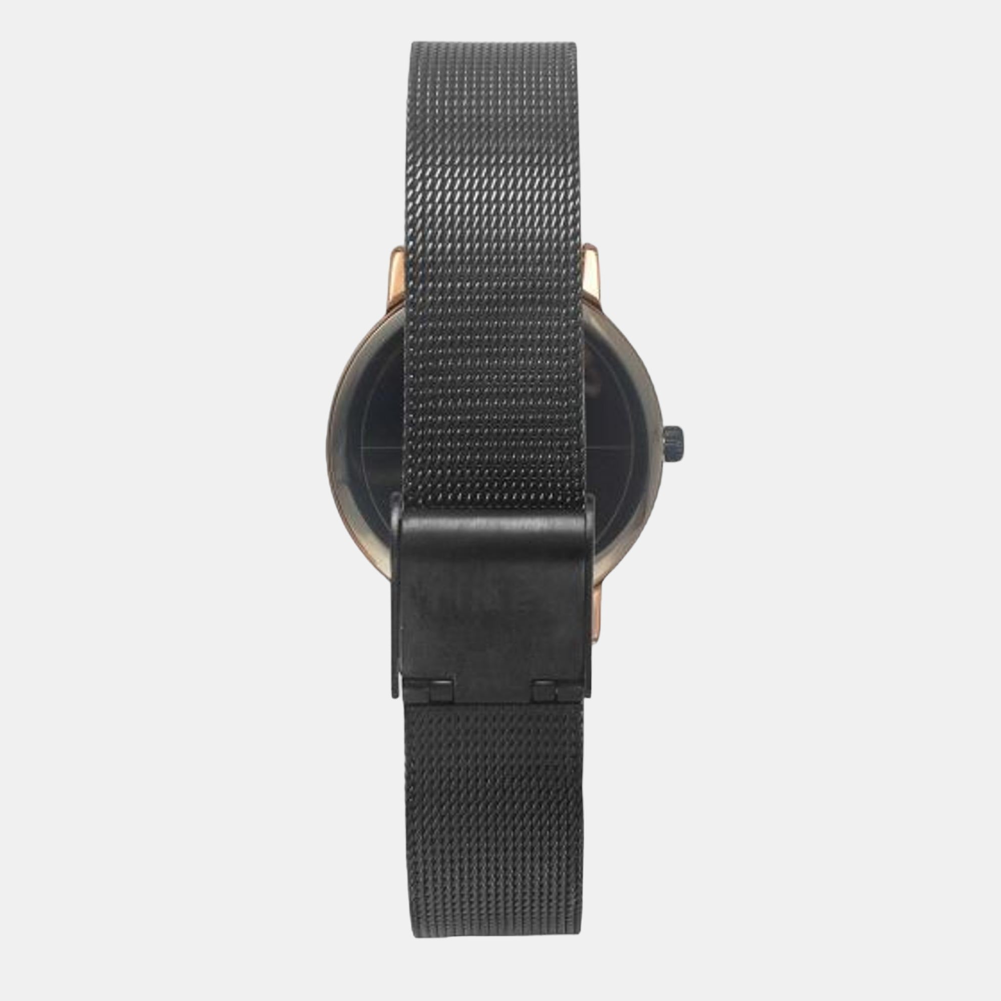 Fashion Women Quartz Black Dial Analog Stainless Steel Watch TWEL15608