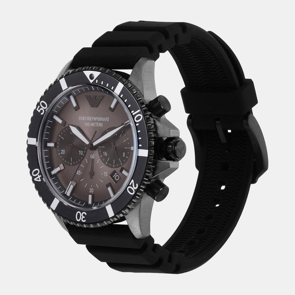 World Explorer Men Quartz Black Dial Chronograph Silicone Watch AR11515