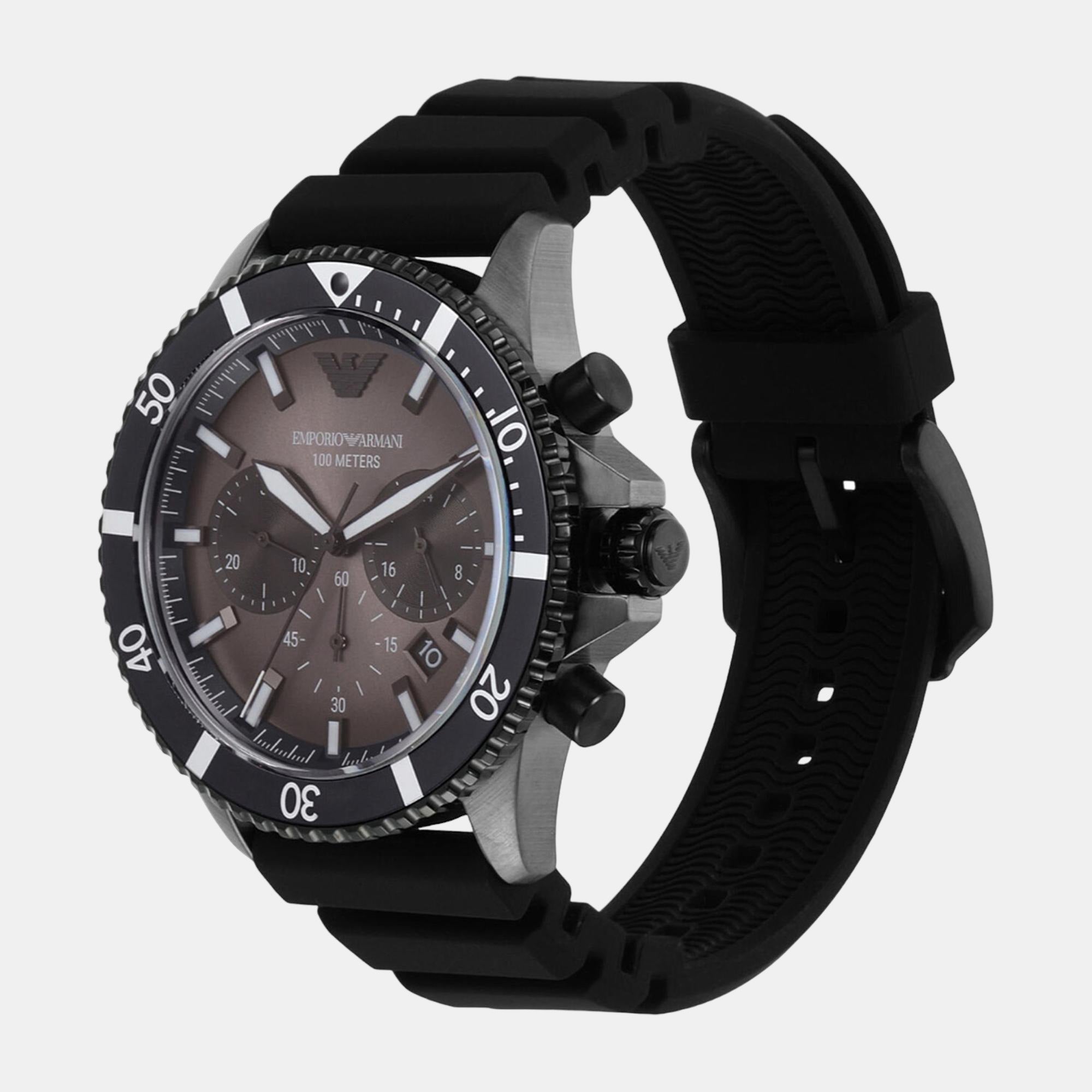 World Explorer Men Quartz Black Dial Chronograph Silicone Watch AR11515