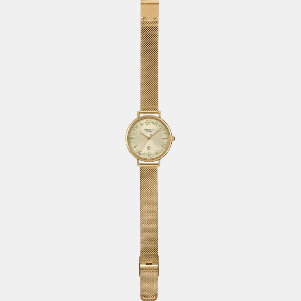 Sheen Women Quartz Gold Dial Analog Stainless Steel Watch SH283