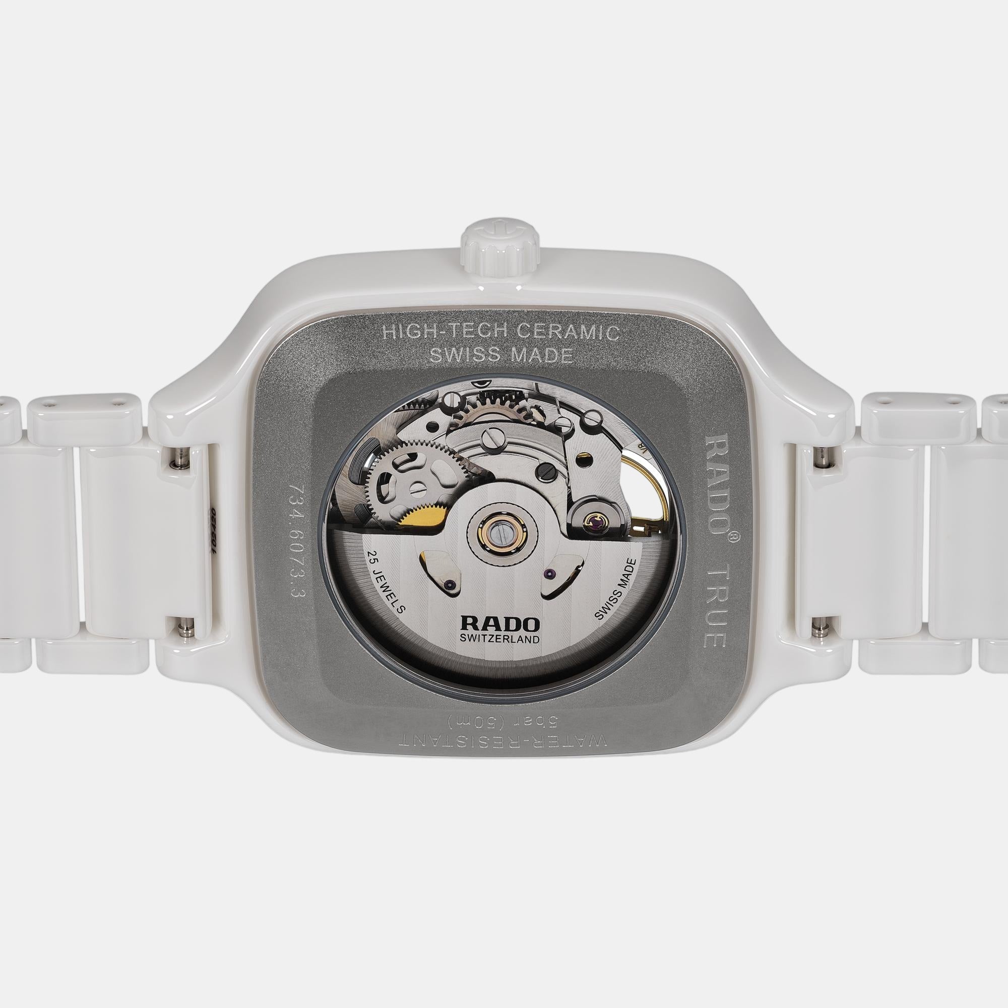 True Square Unisex Automatic White Dial Analog Ceramic Watch R27073702