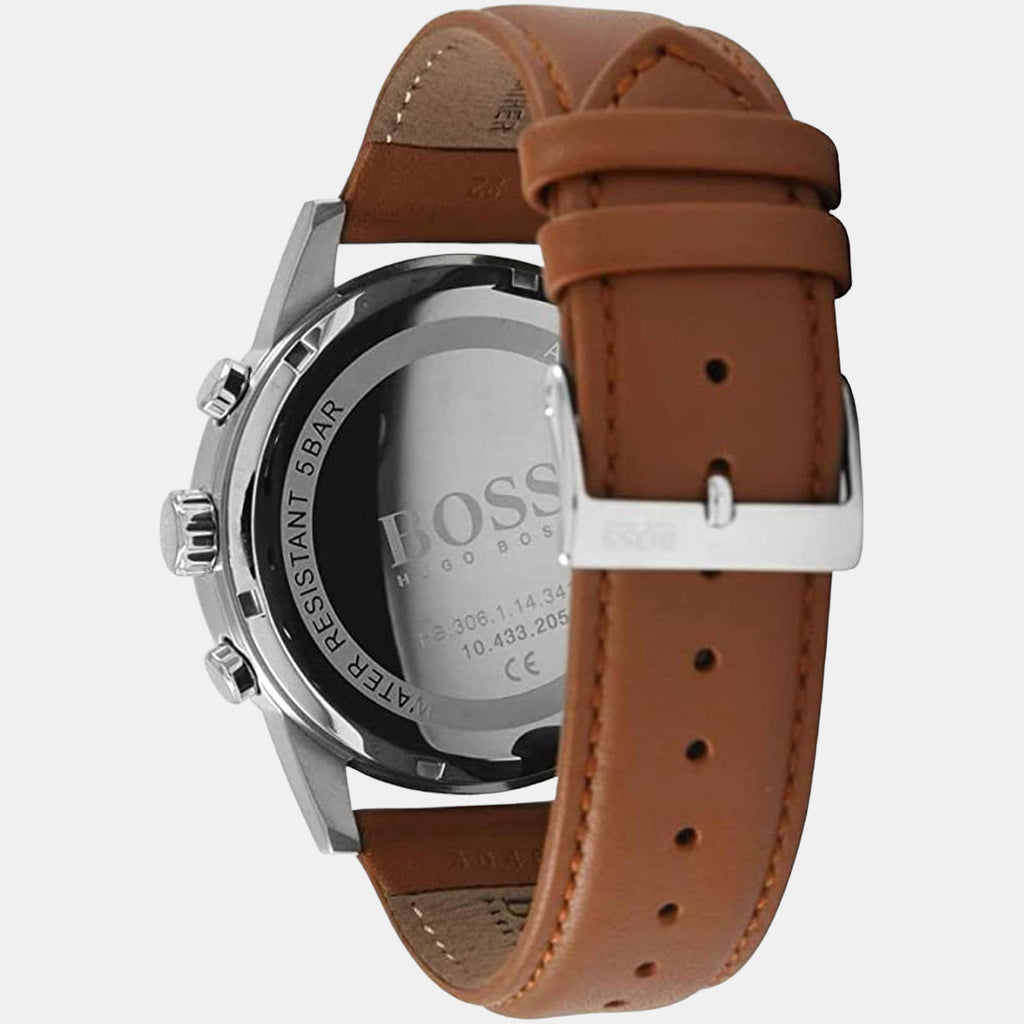 Navigator Men Quartz Black Dial Chronograph Leather Watch 1513812