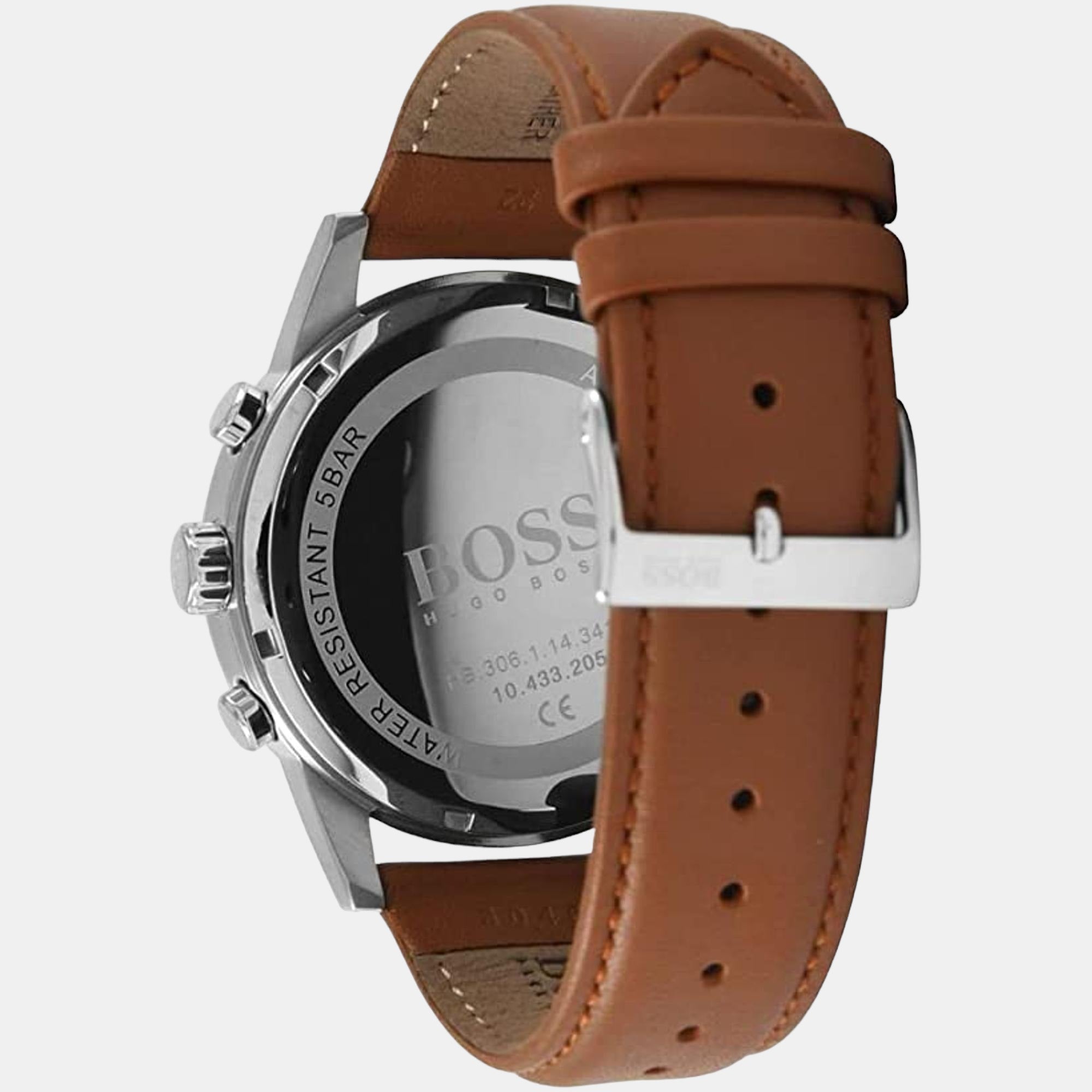 Navigator Men Quartz Black Dial Chronograph Leather Watch 1513812