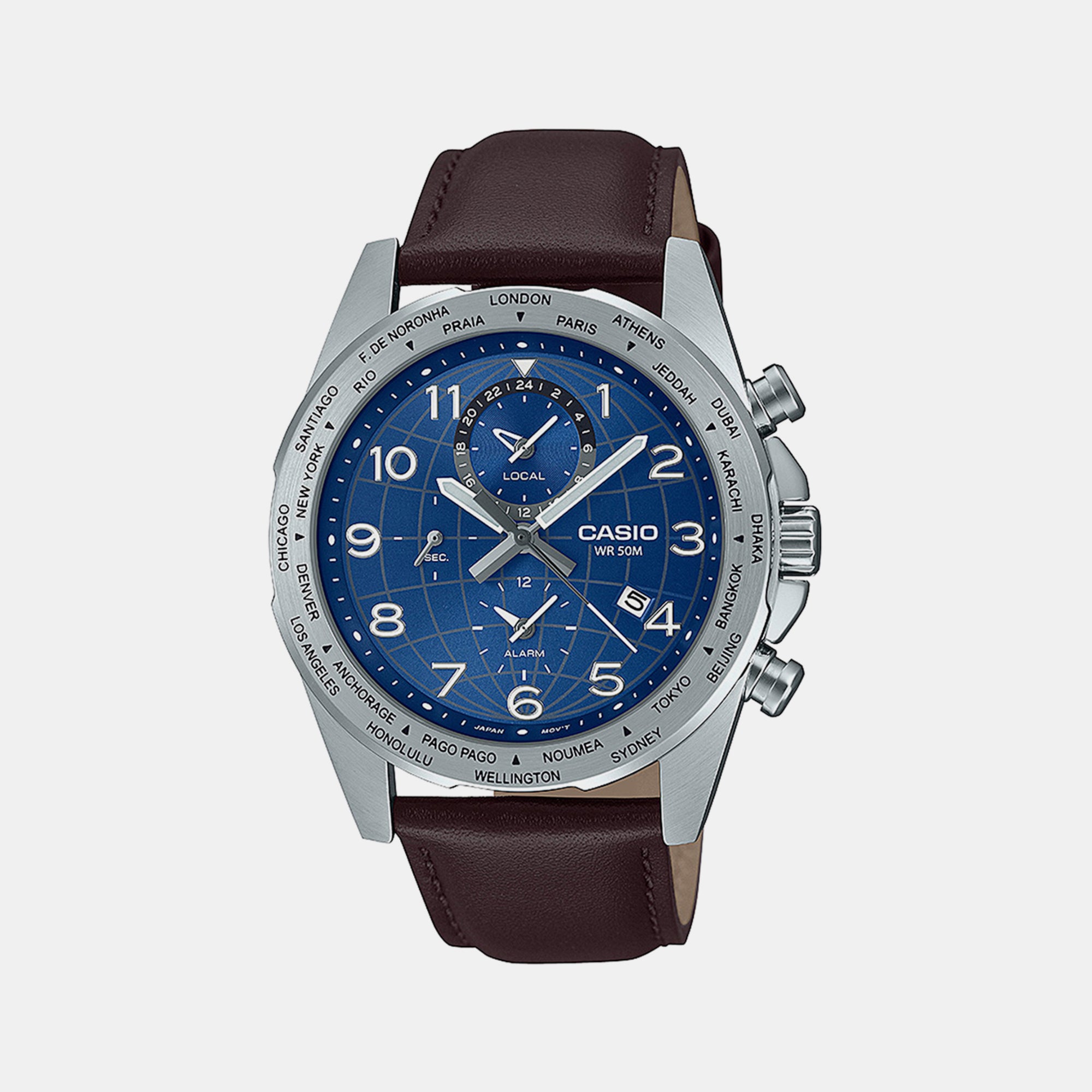 Casio Round Blue Chronograph watch