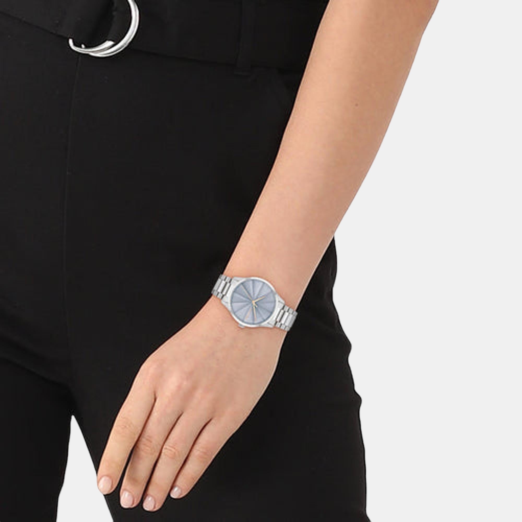 Ck Burst Unisex Quartz Blue Dial Analog Stainless Steel Watch 25200230