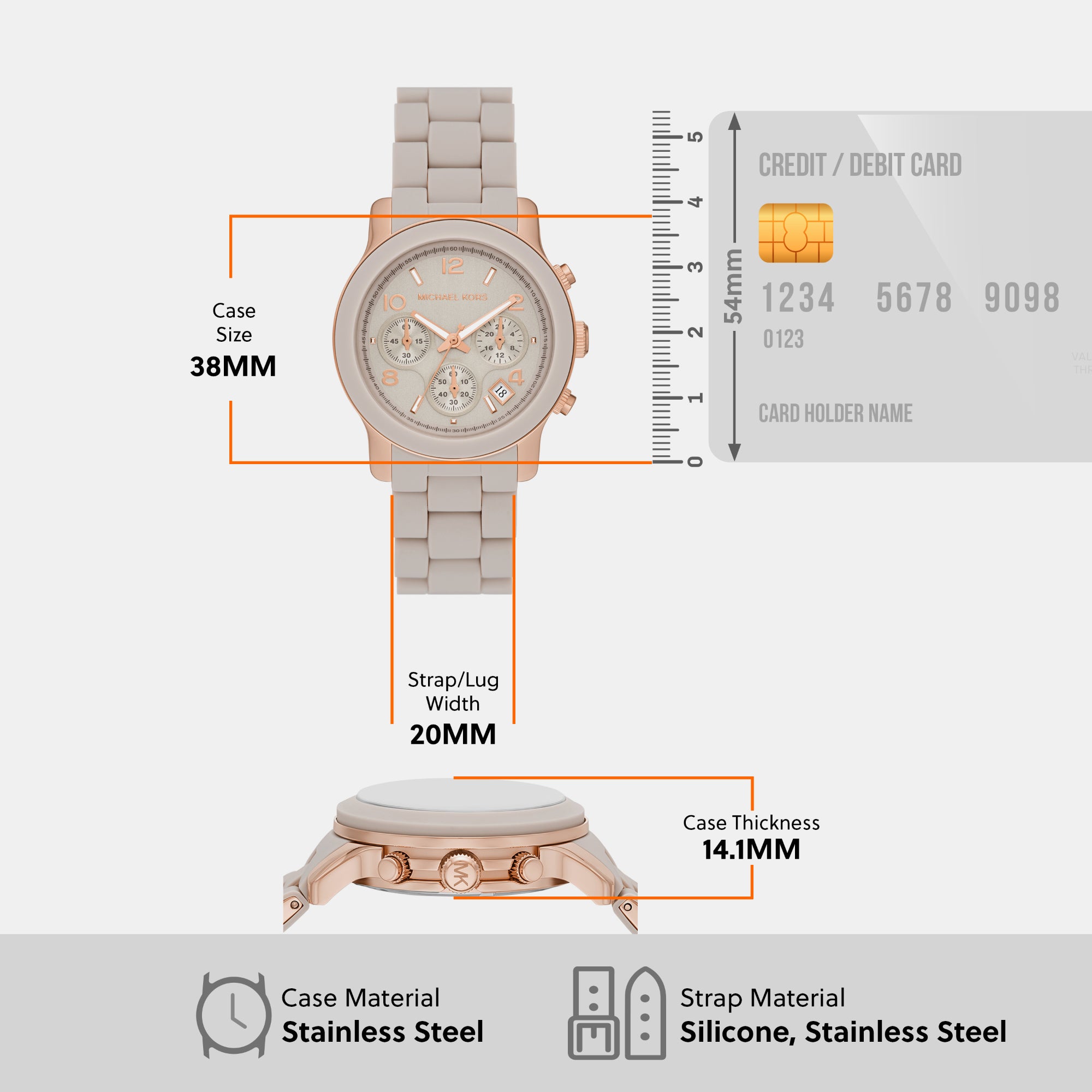 Female Runway Chronograph Rose Gold-Tone Stainless Steel and Wheat