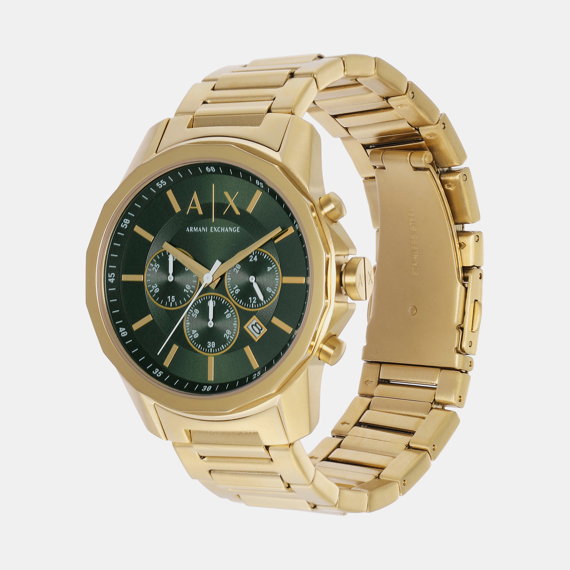Male Green Chronograph Stainless Steel Watch AX1746 – Just In Time