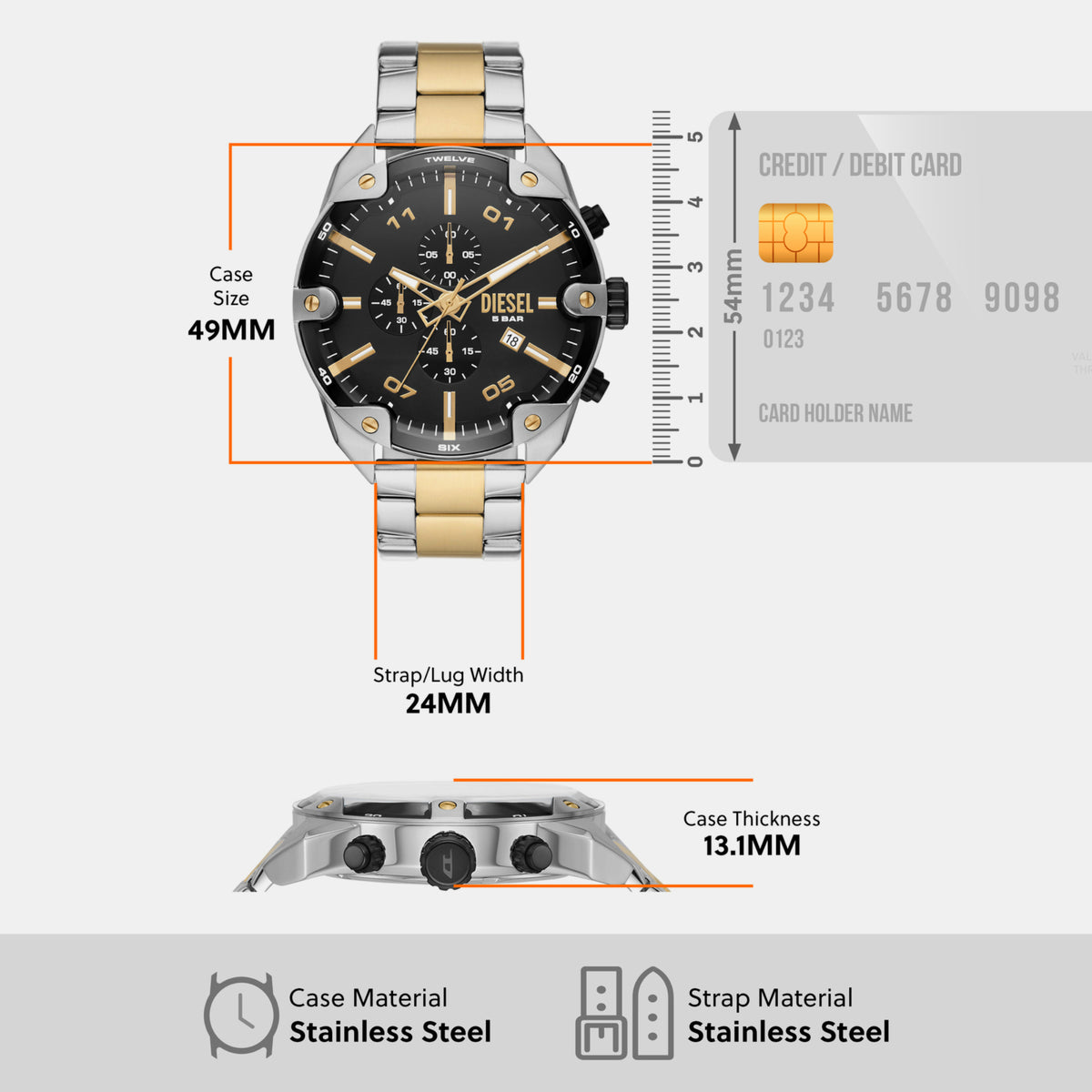 Diesel Stainless Steel Round watch