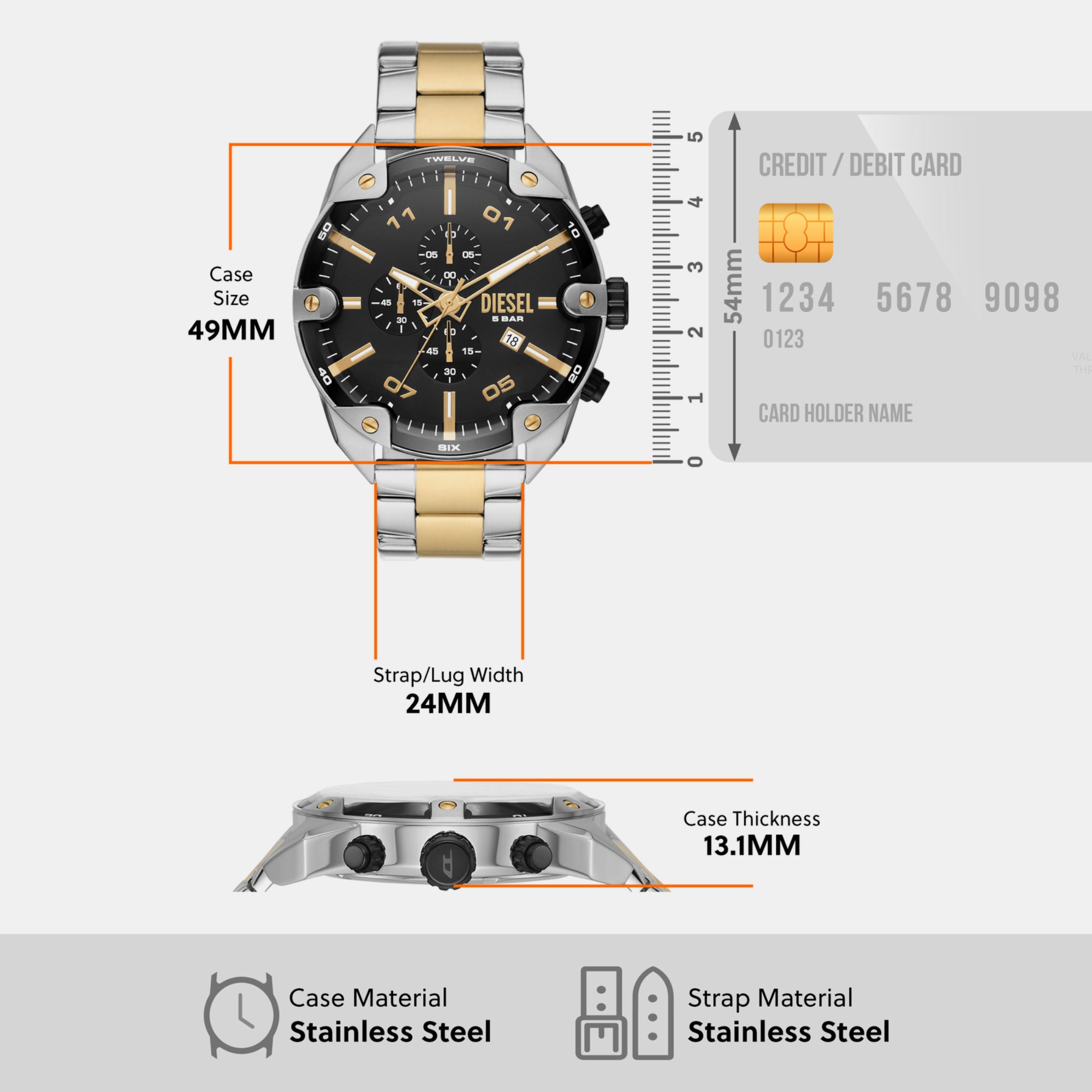 Diesel Stainless Steel Round watch