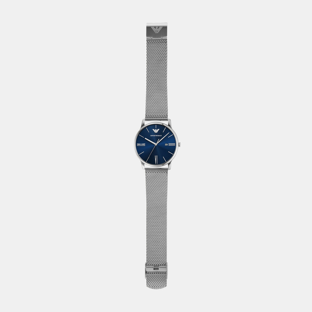 Minimalist Men Quartz Blue Dial Analog Stainless Steel Watch AR11571
