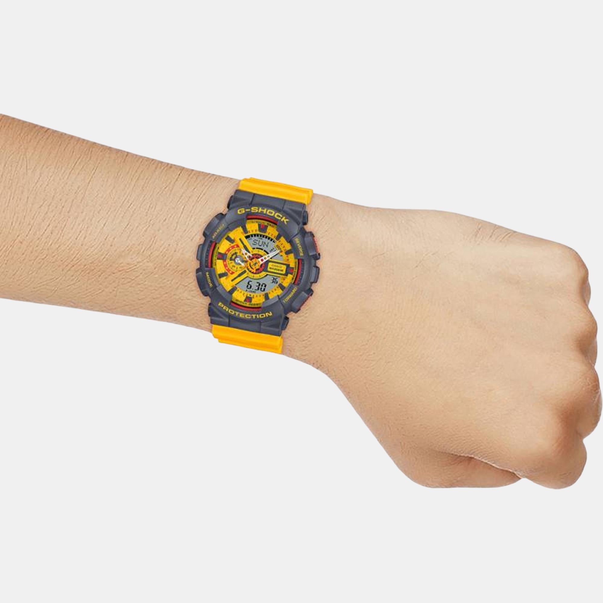 G-Shock Men Quartz Yellow Dial Analog-Digital Resin Watch G1338