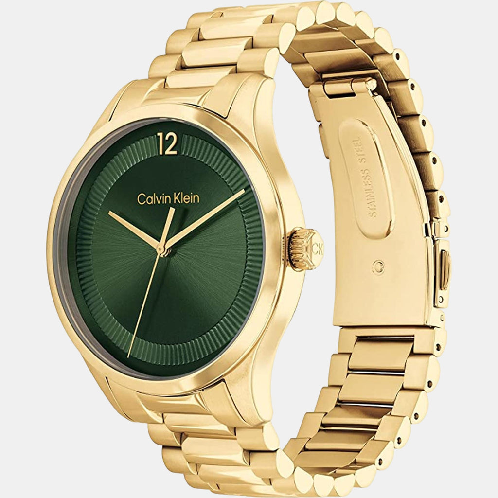 Ck Iconic Unisex Quartz Green Dial Analog Stainless Steel Watch 25200229