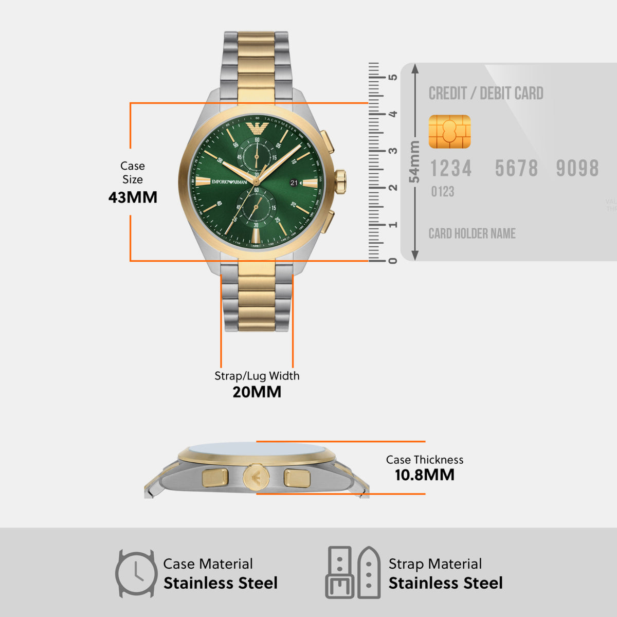 Emporio Armani Stainless Steel Round watch