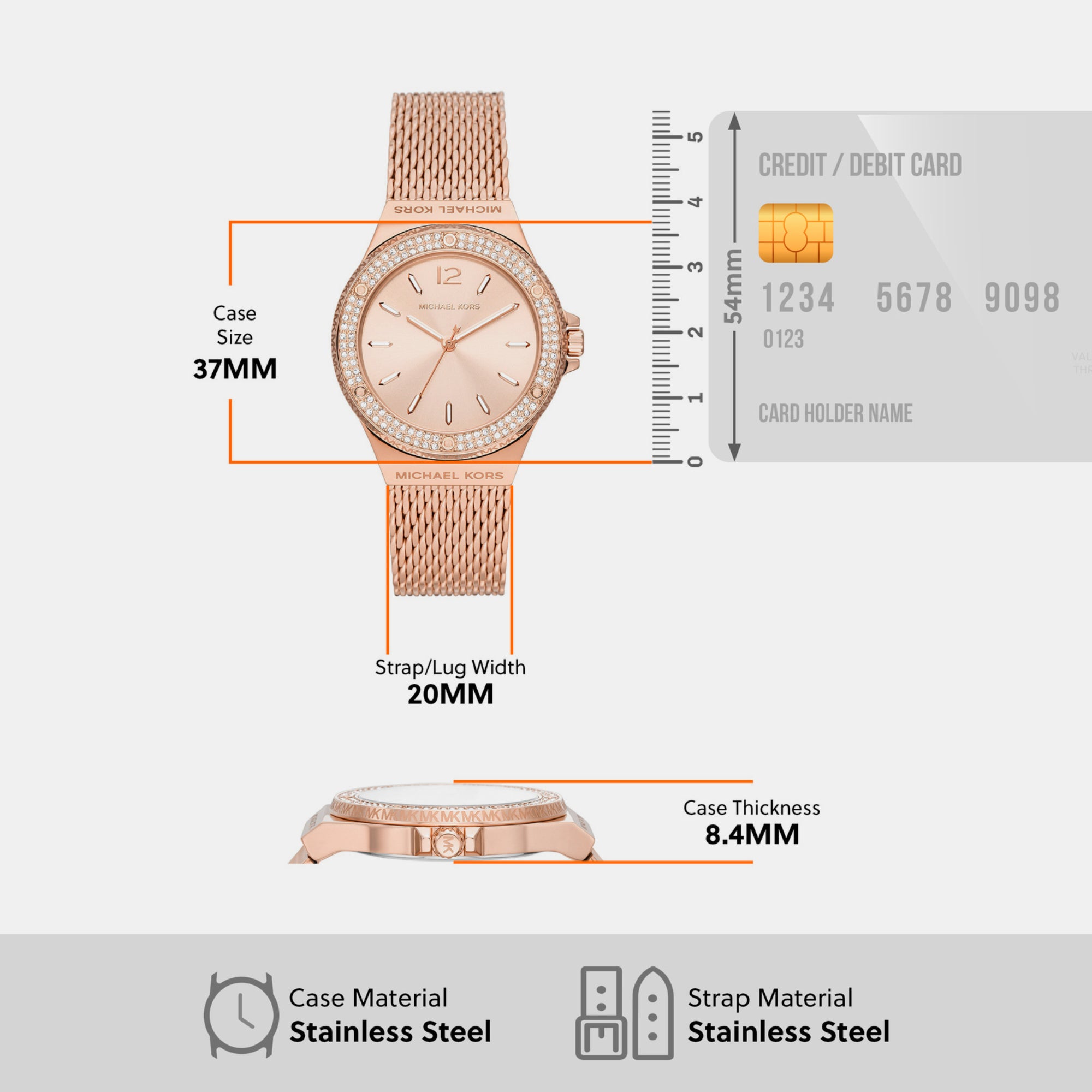 Female Rose Gold Analog Stainless Steel Watch MK7336 – Just In Time
