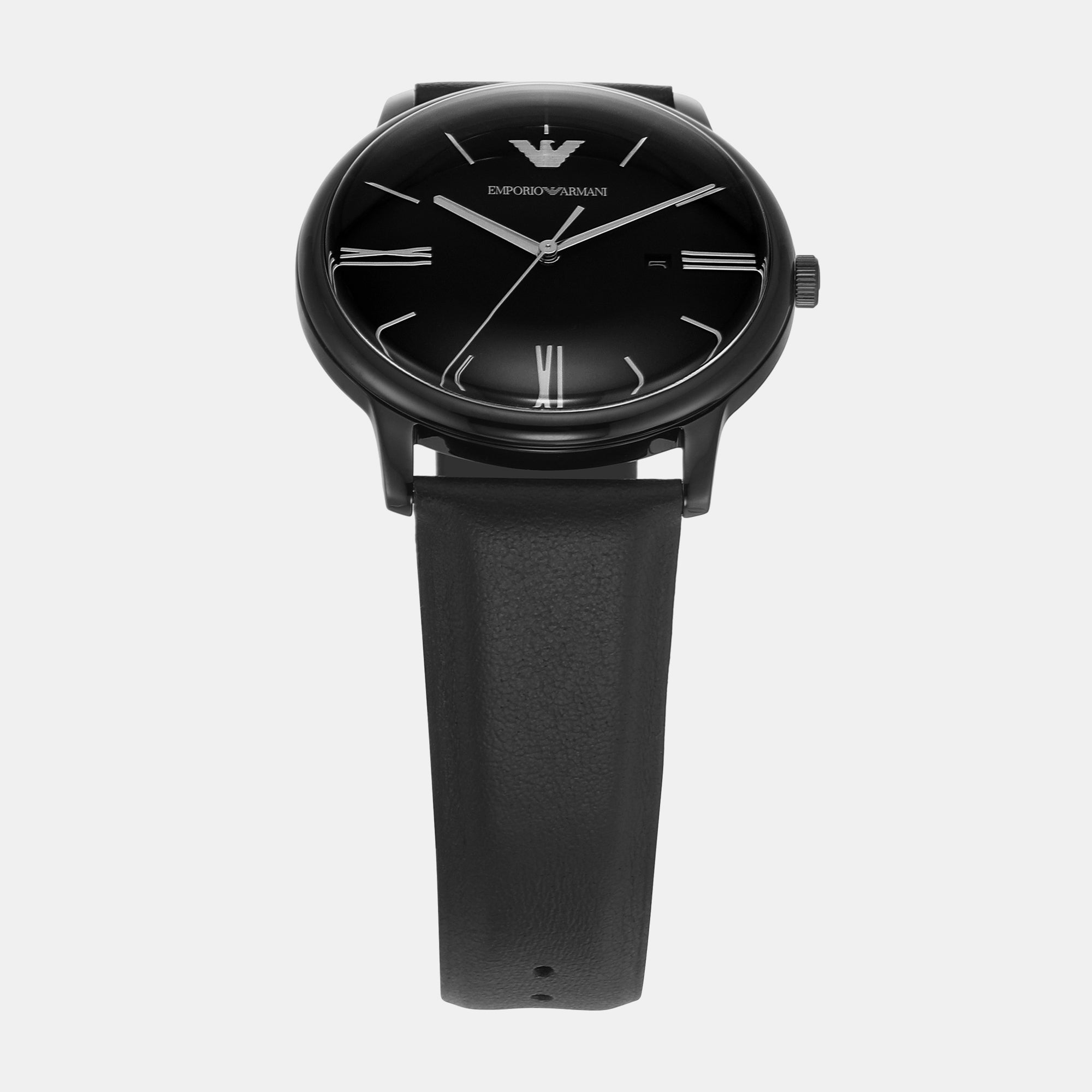 Armani watch black leather strap new arrivals