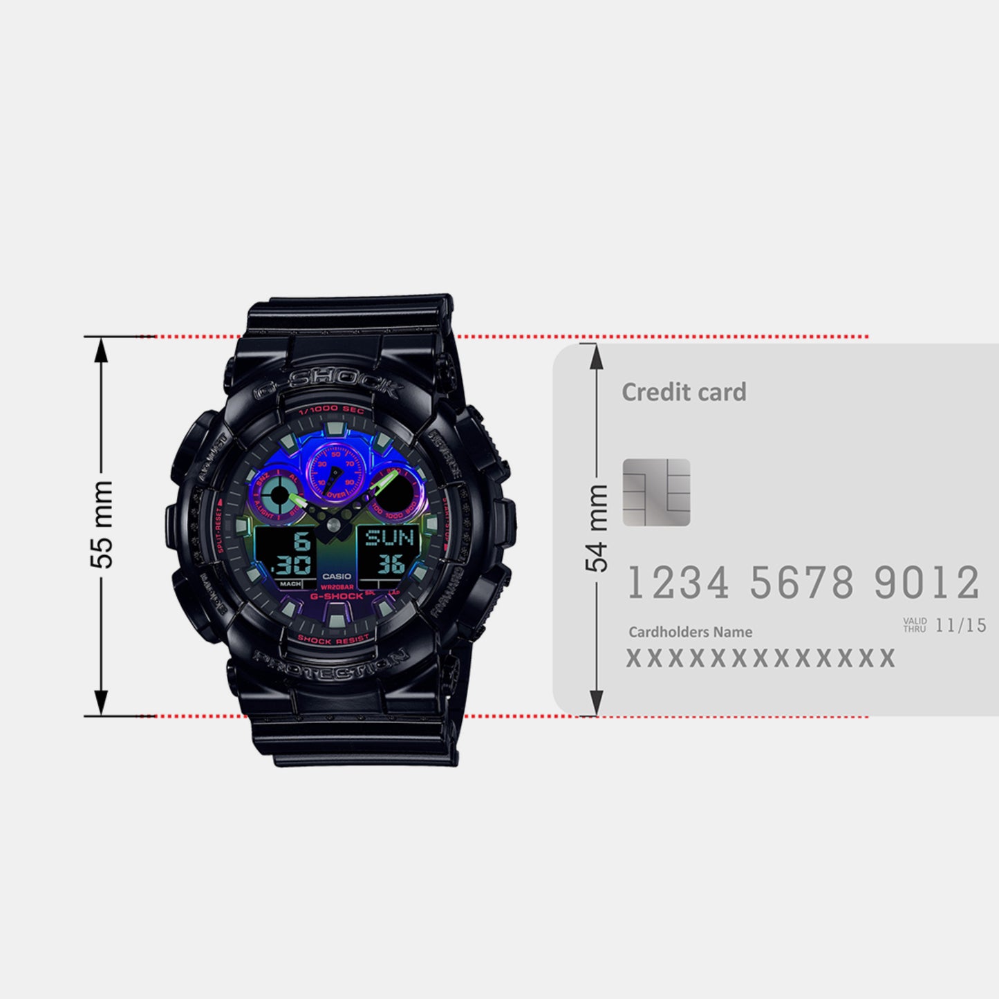 Men's Black Analog-Digital Resin Watch G1365 - GA-100RGB-1ADR