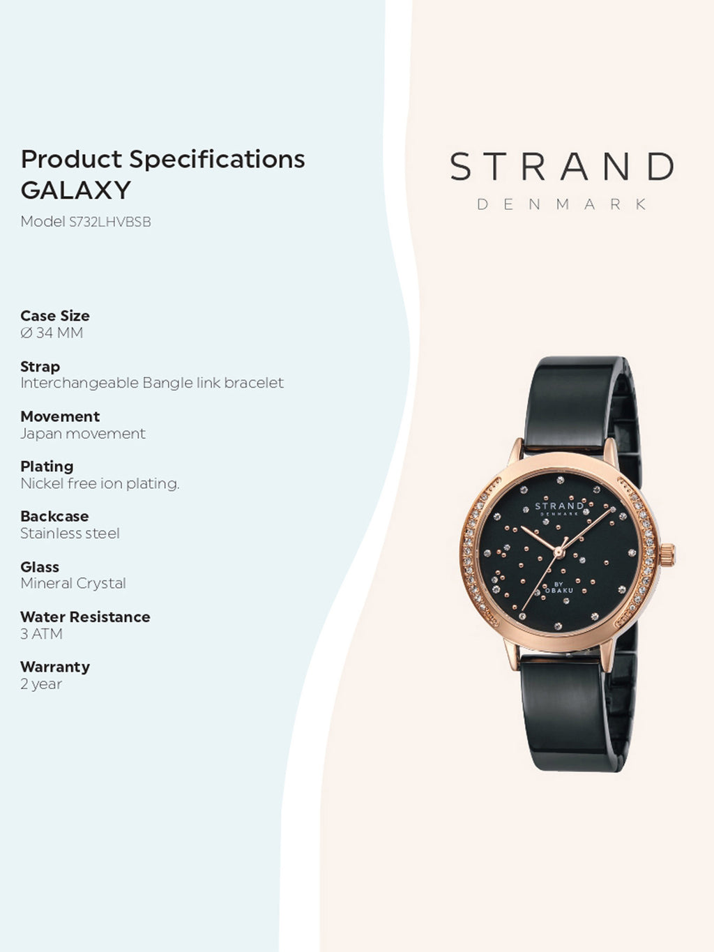 Strand Stainless Steel Black watch
