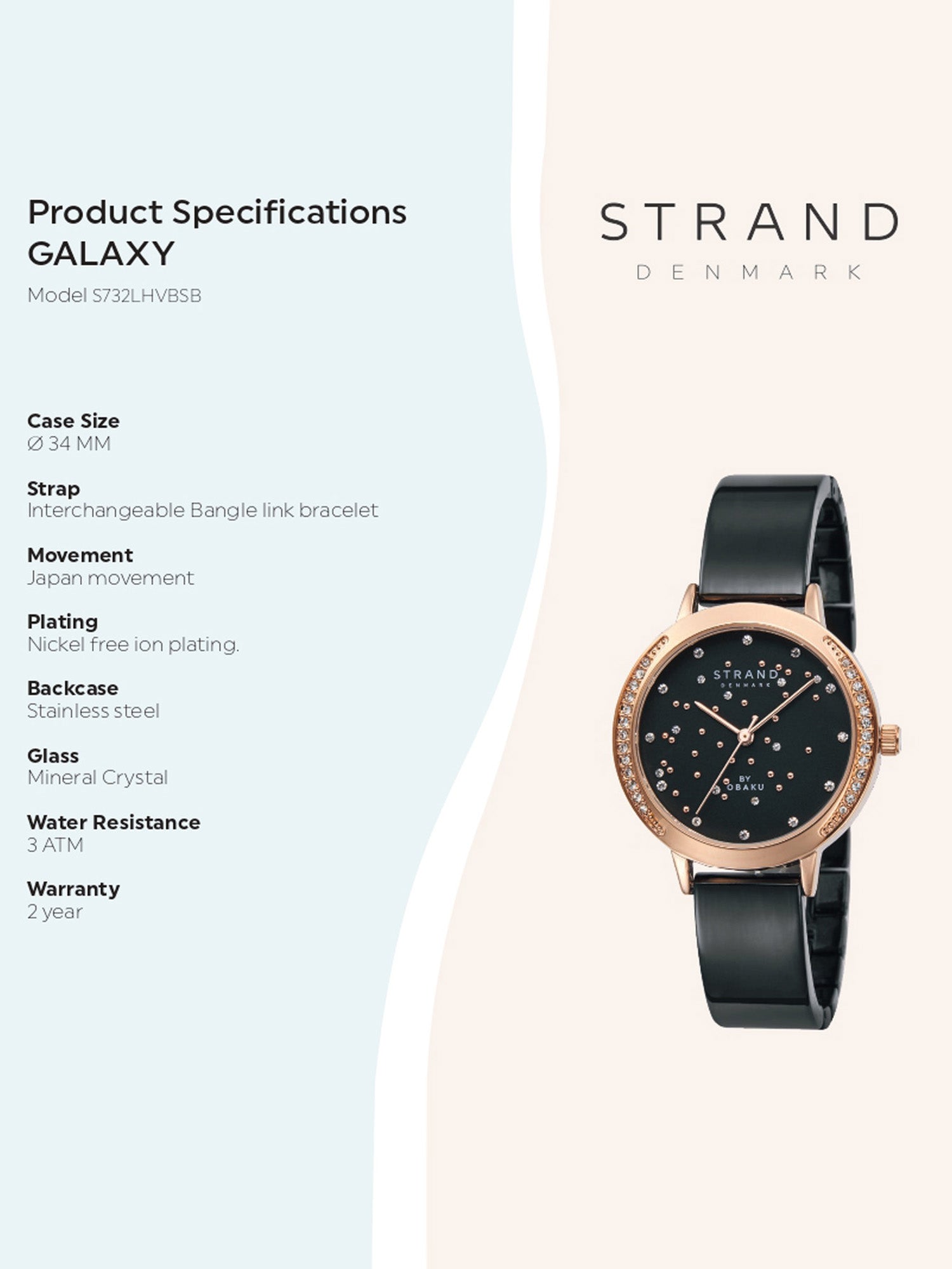 Strand Stainless Steel Black watch