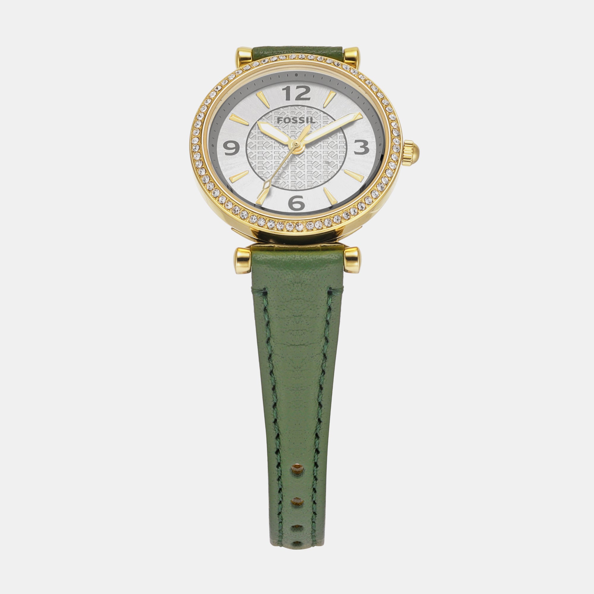 Female Carlie Three-Hand Green Leather Watch ES5298 – Just In Time