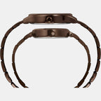 Fashion Couple Quartz Brown Dial Analog Stainless Steel Watch TW00PR295