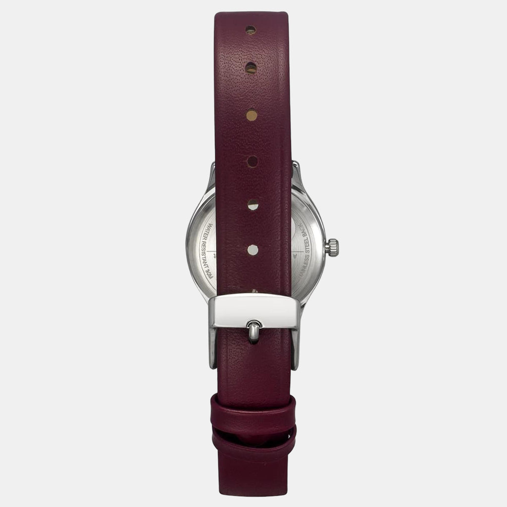 Women Quartz Burgundy Dial Analog Leather Watch TW051HL02