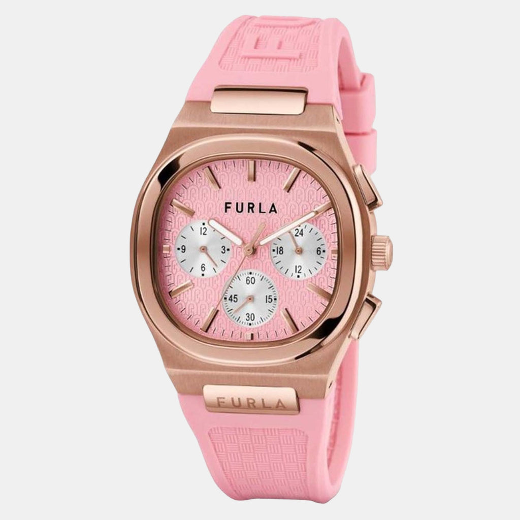 Furla Athleisure Women Quartz Pink Dial Chronograph Silicone Watch WW00036002L3