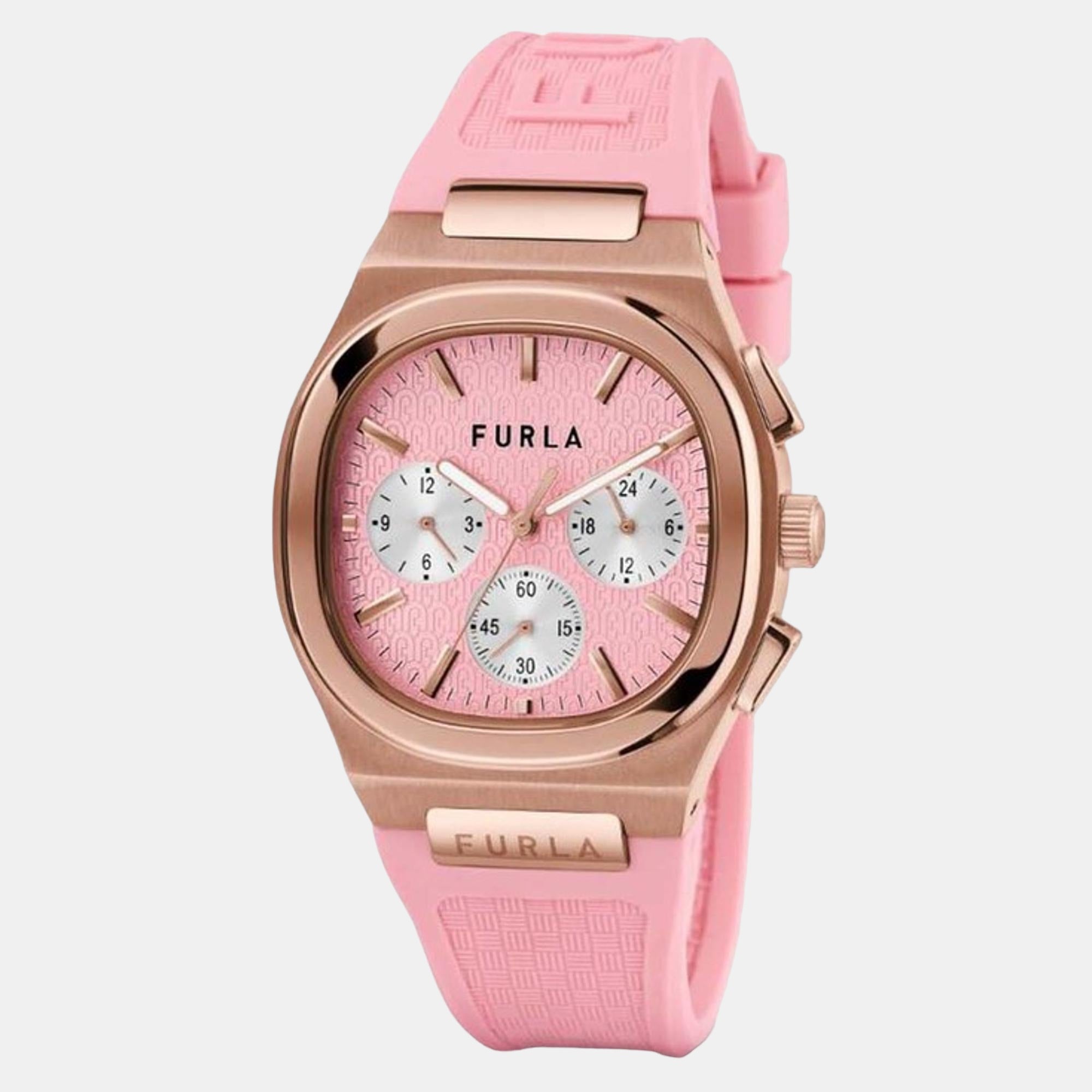 Furla Athleisure Women Quartz Pink Dial Chronograph Silicone Watch WW00036002L3