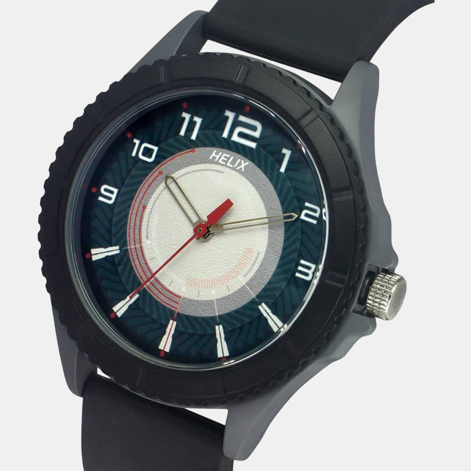 Men Quartz Two Tone Dial Analog Silicone Watch TW033HG22