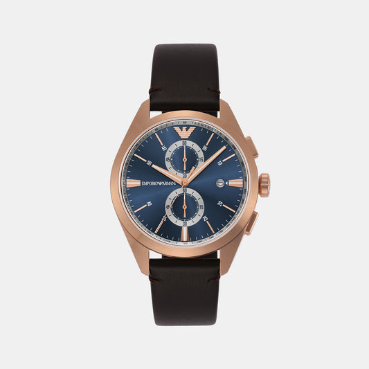 Male Blue Chronograph Leather Watch AR11554