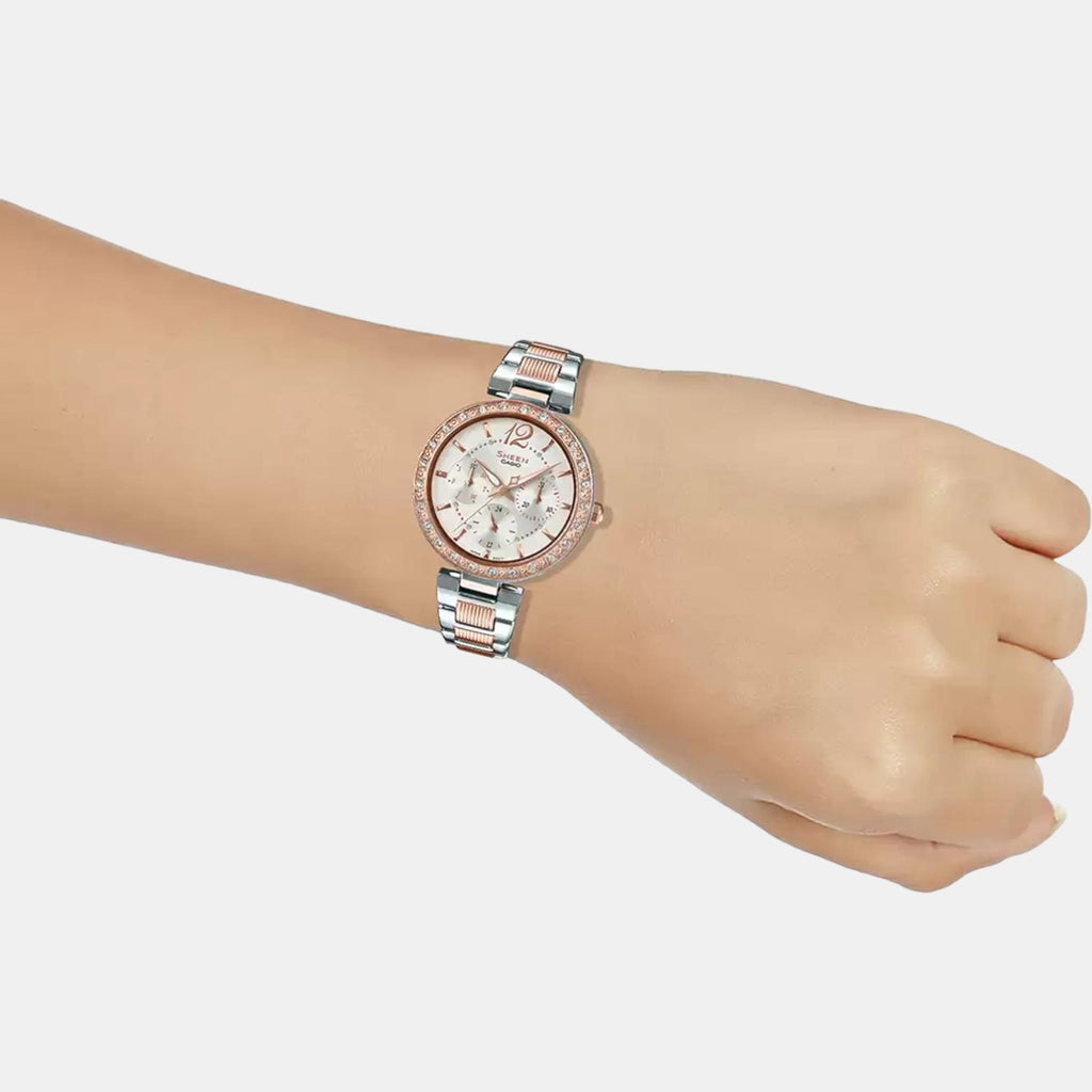 Sheen Women Quartz Rose Gold Dial Analog Stainless Steel Watch SX235