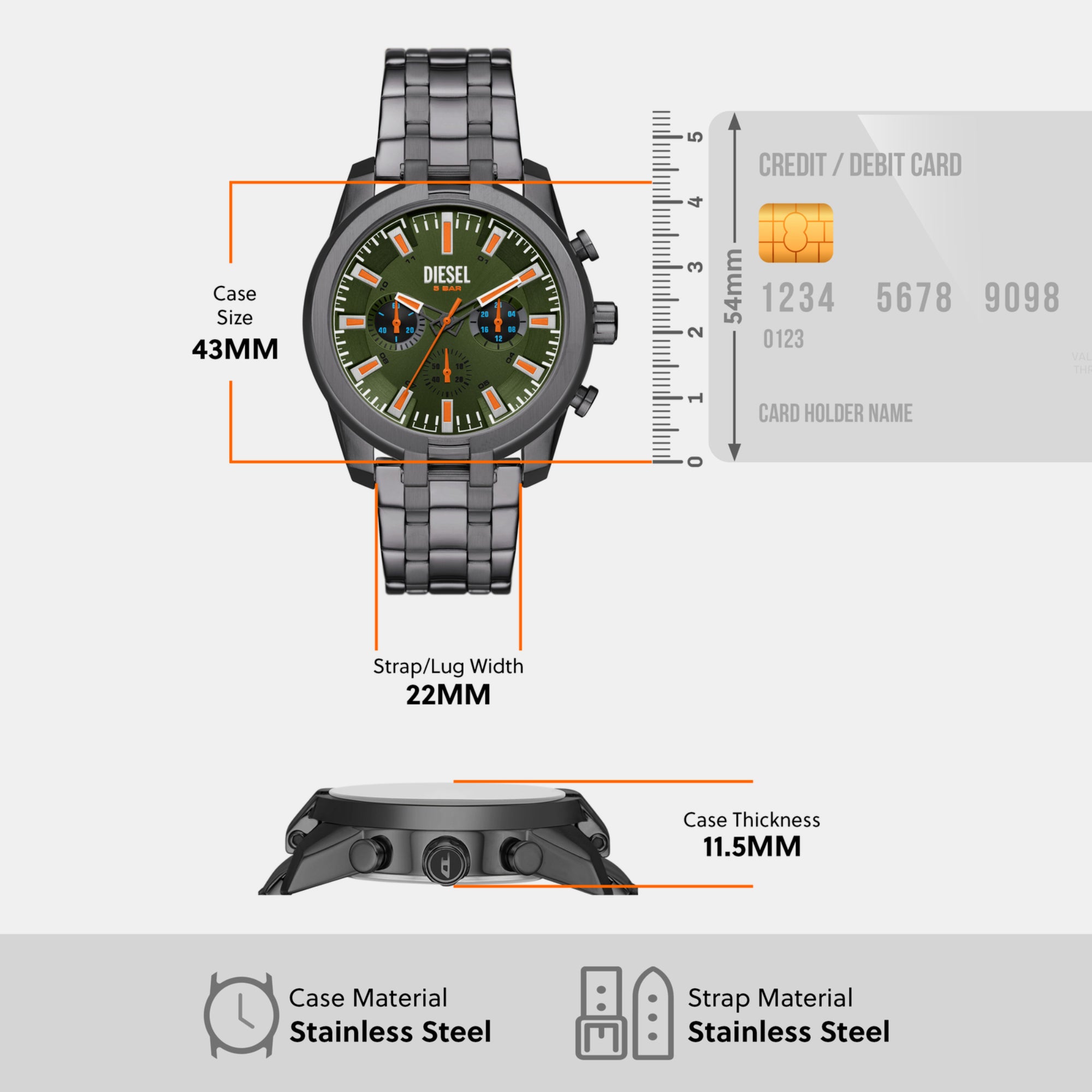 Diesel Stainless Steel Round watch