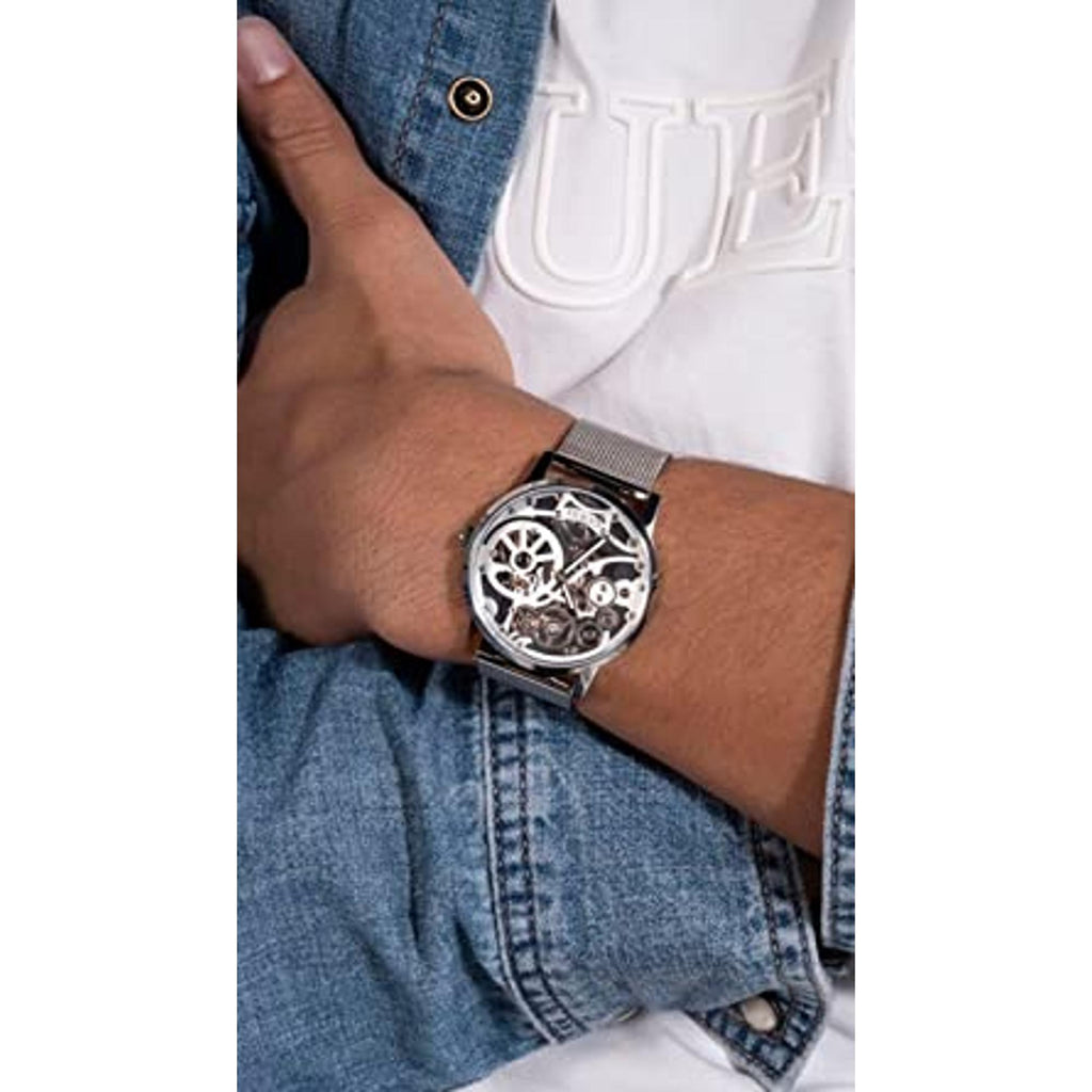 Women Quartz Silver Dial Analog Stainless Steel Watch GW0538G1