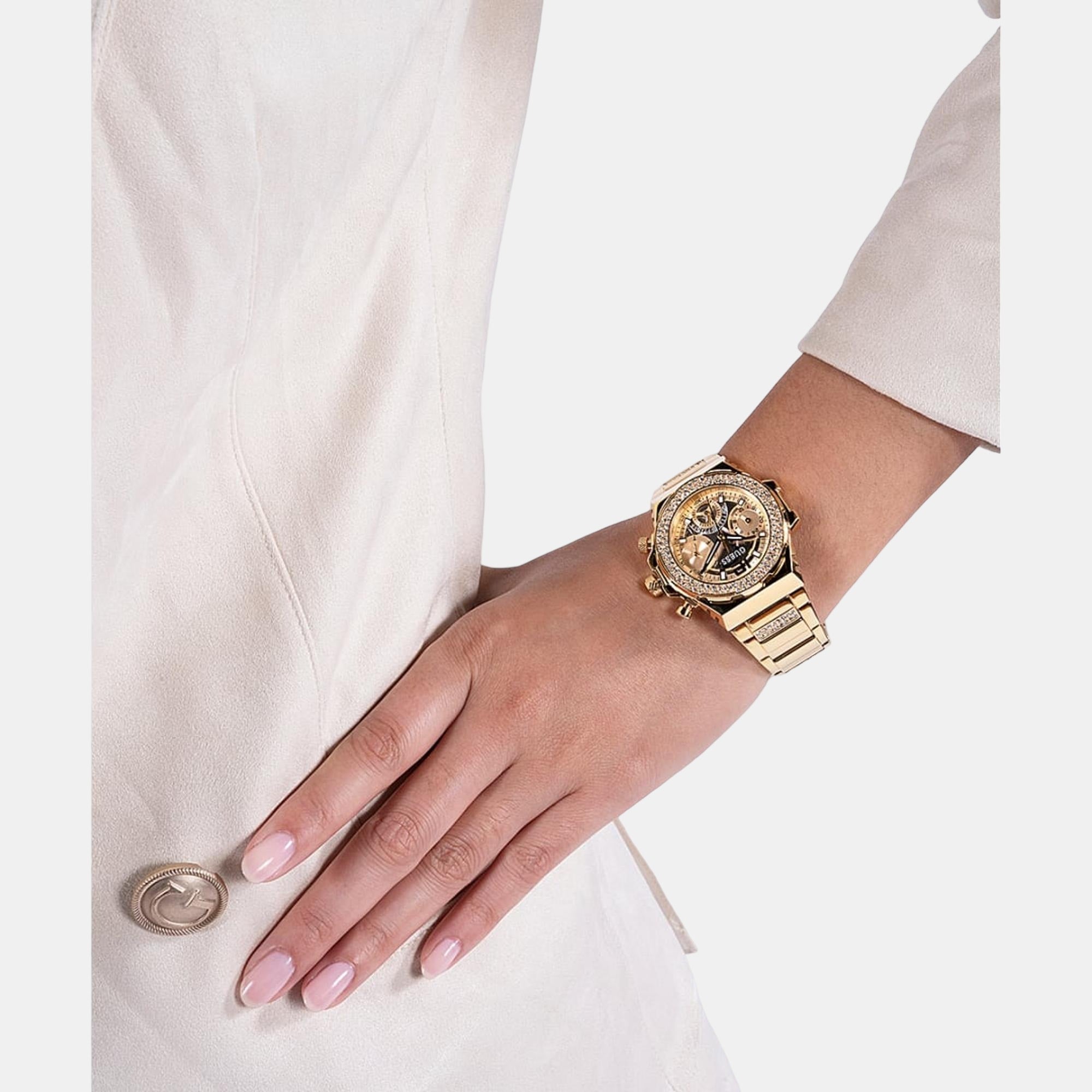 Fusion Women Quartz Gold Dial Chronograph Stainless Steel Watch GW0552L2