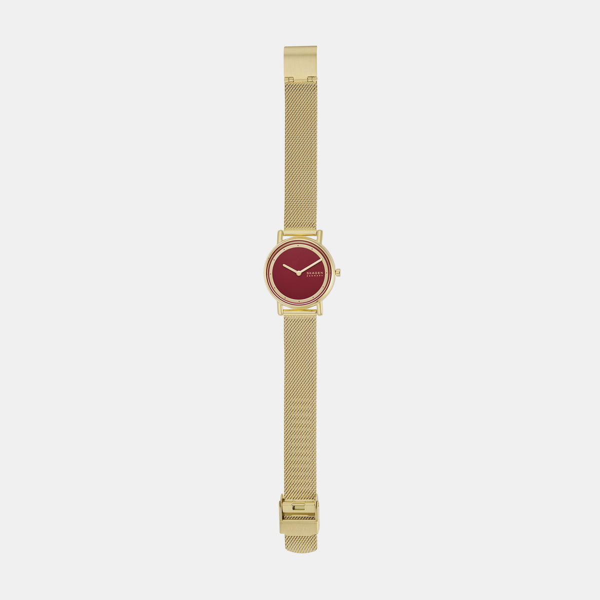 Women Quartz Red Dial Analog Mesh Watch SKW3117