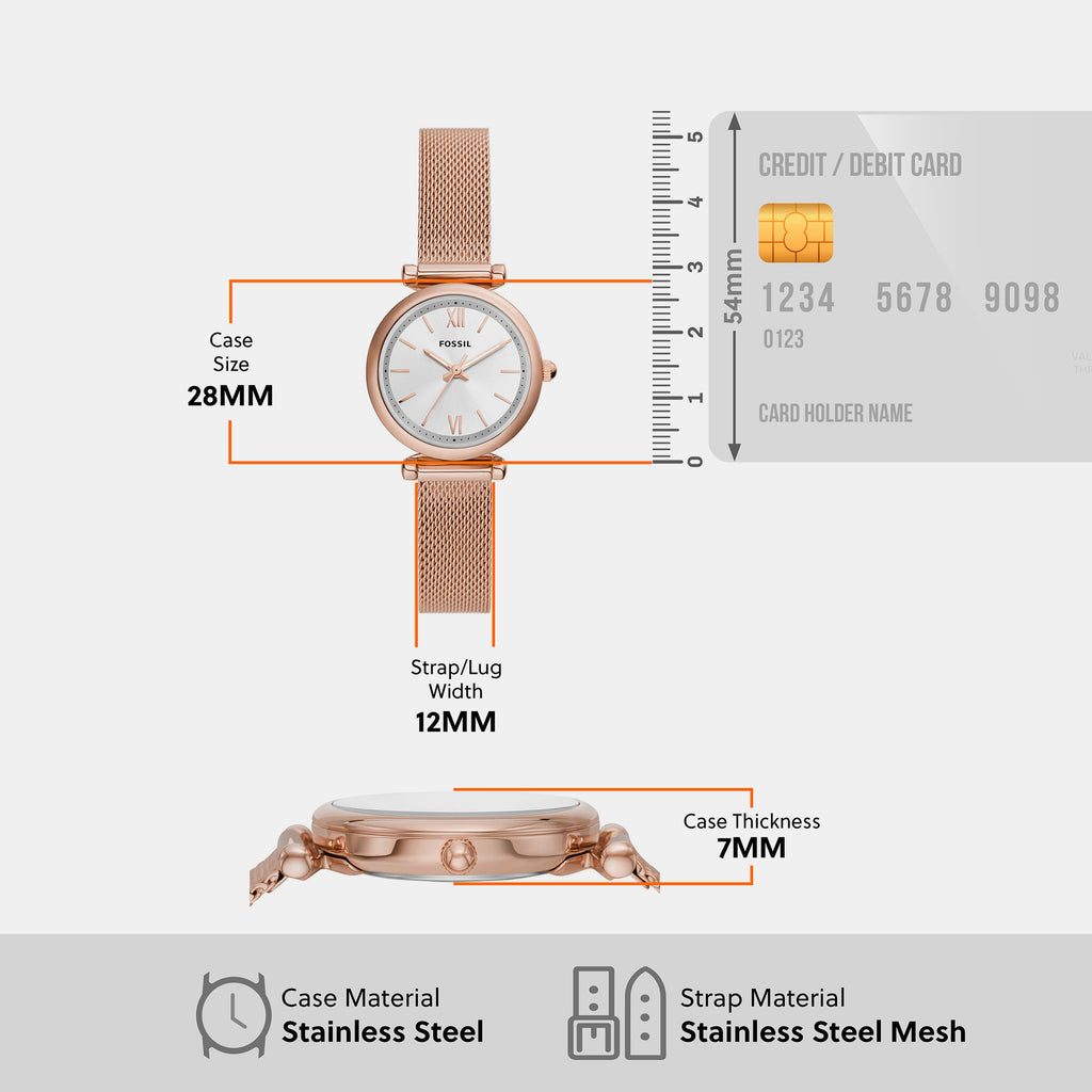 Fossil 28 mm Rose Gold Quartz watch